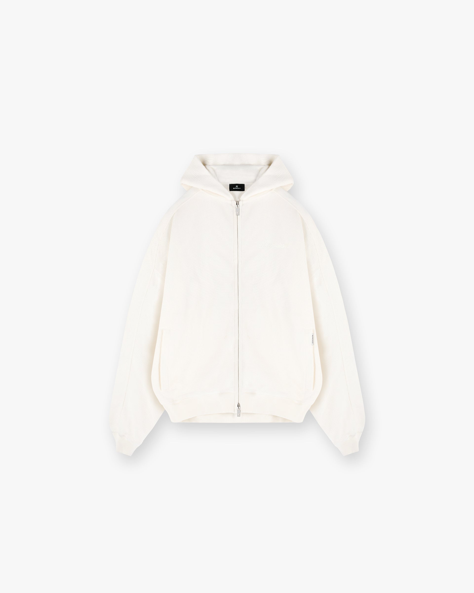 Waffle Zip Through Hoodie - Flat White