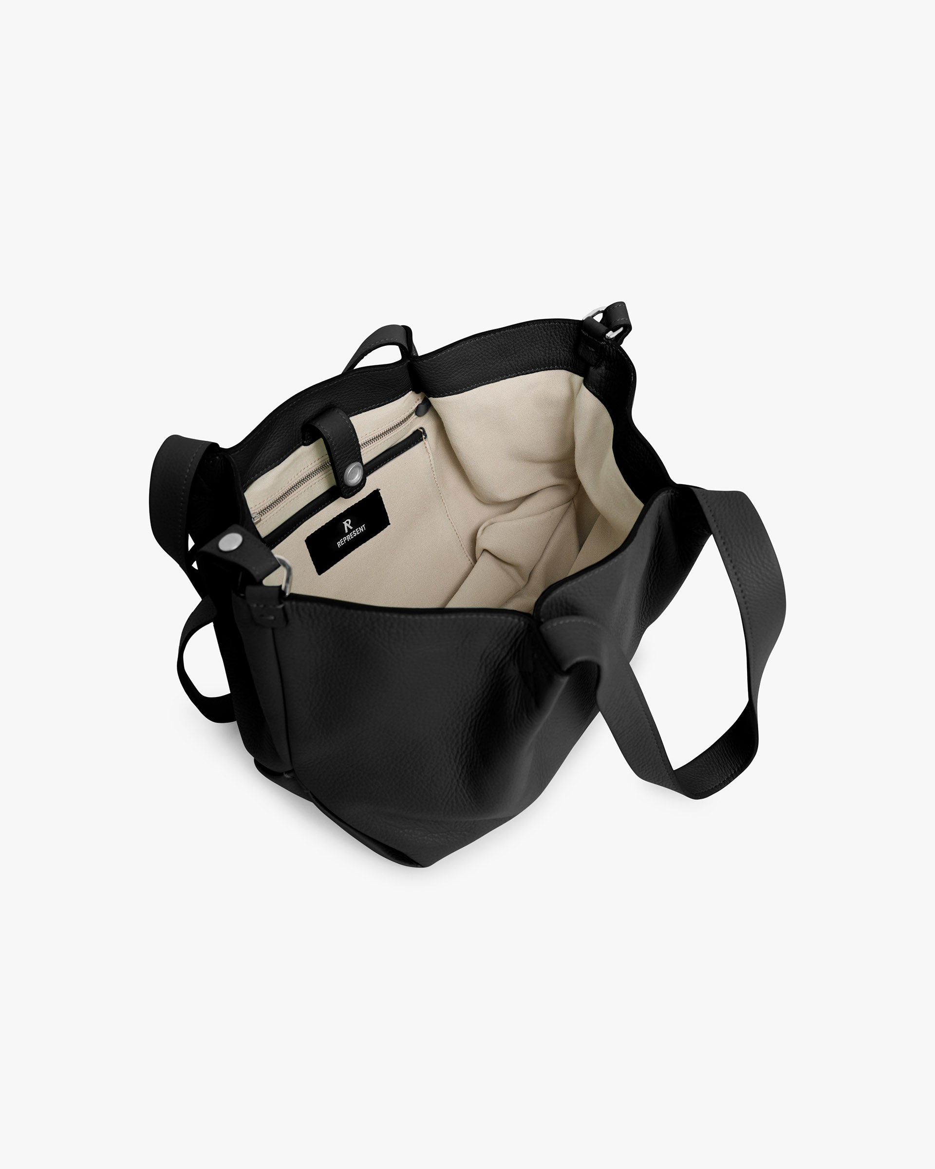 Leather Pleat Mini Tote - Jet Black