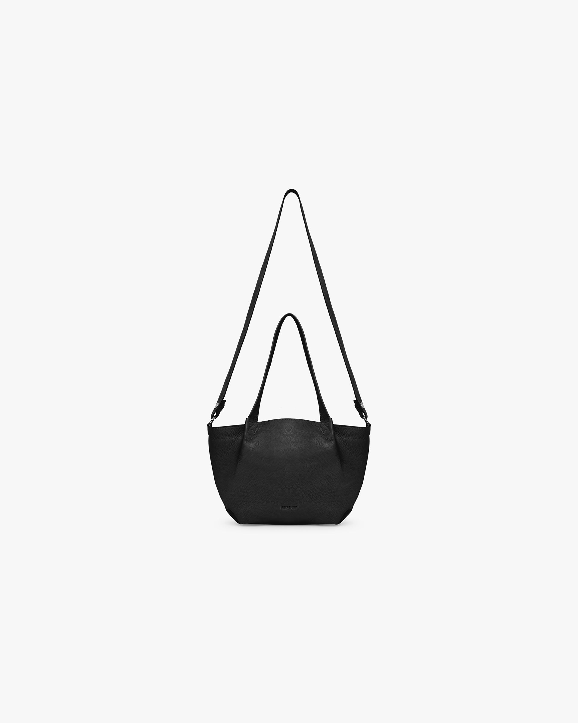 Leather Pleat Mini Tote - Jet Black