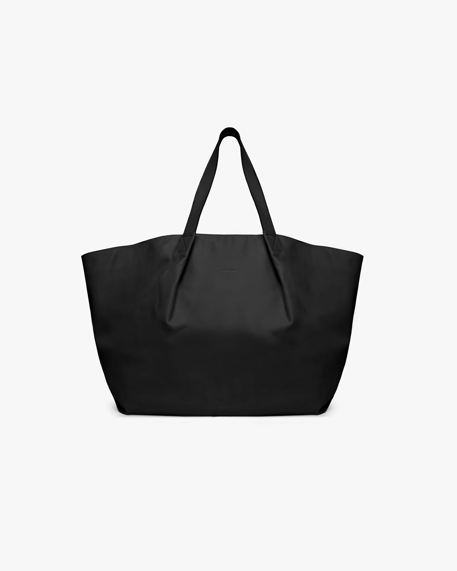 Leather Pleat Large Tote - Jet Black