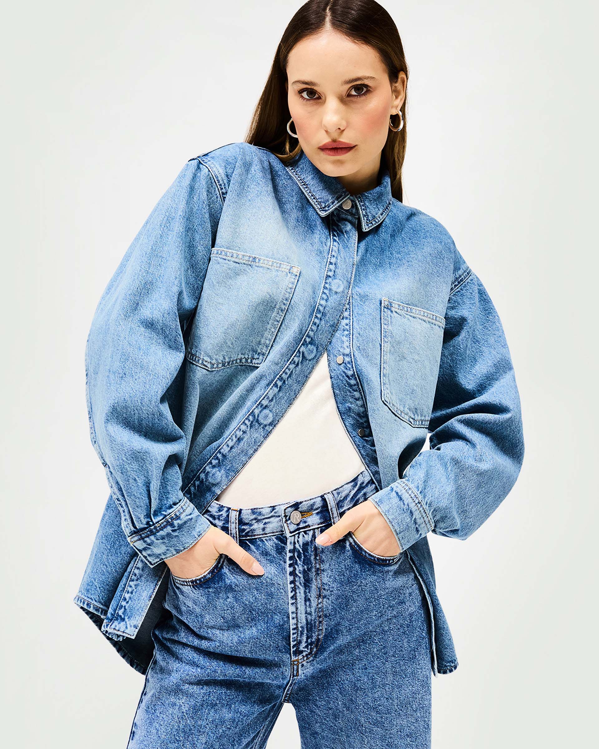 Denim Overshirt - Washed Blue