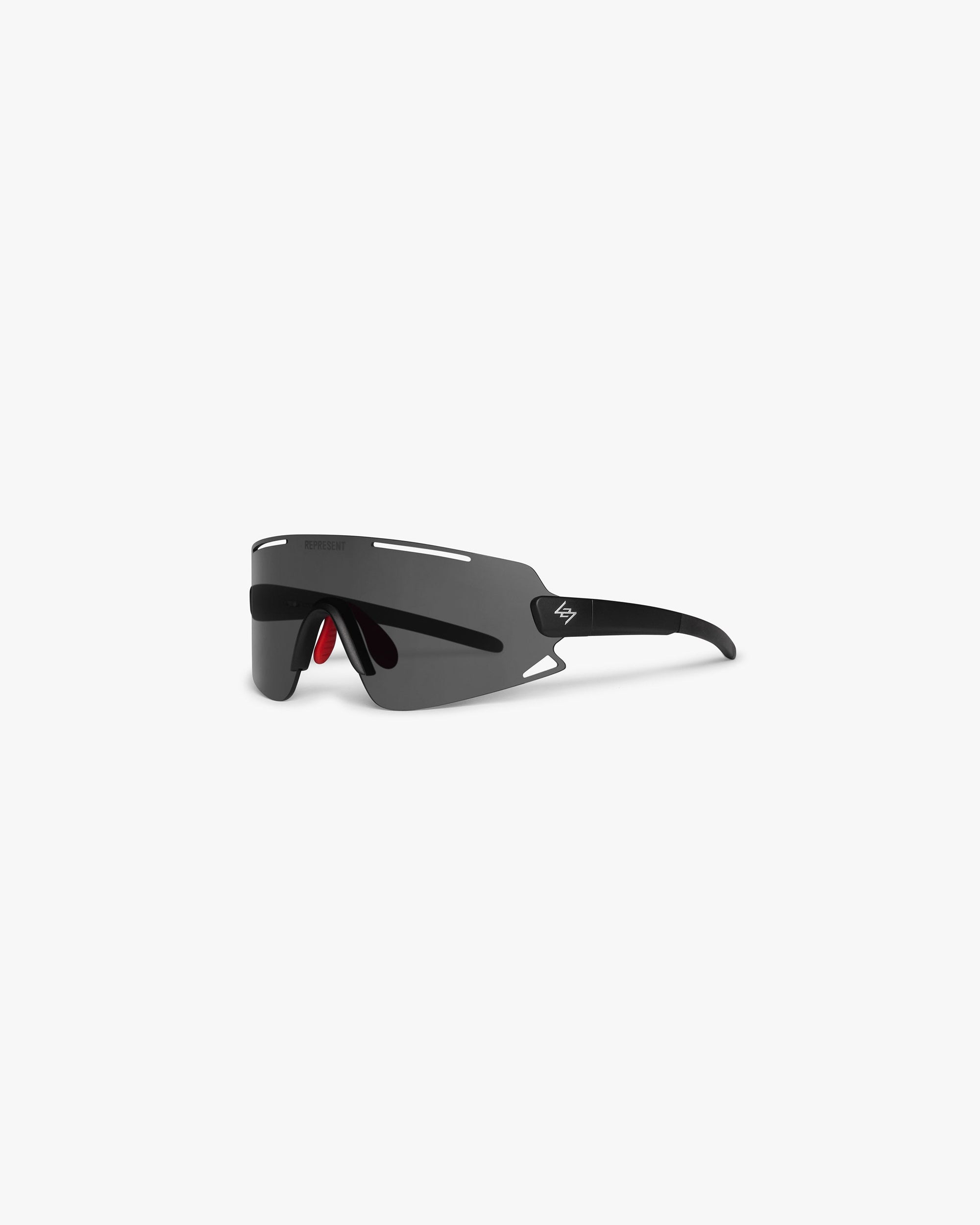 Back product image of mens black sunglasses on a plain white background | 247 Terra Sunglasses in Black Smoke | Polarised lenses and lightweight flexible frame | 247 Accessories | Represent Clo