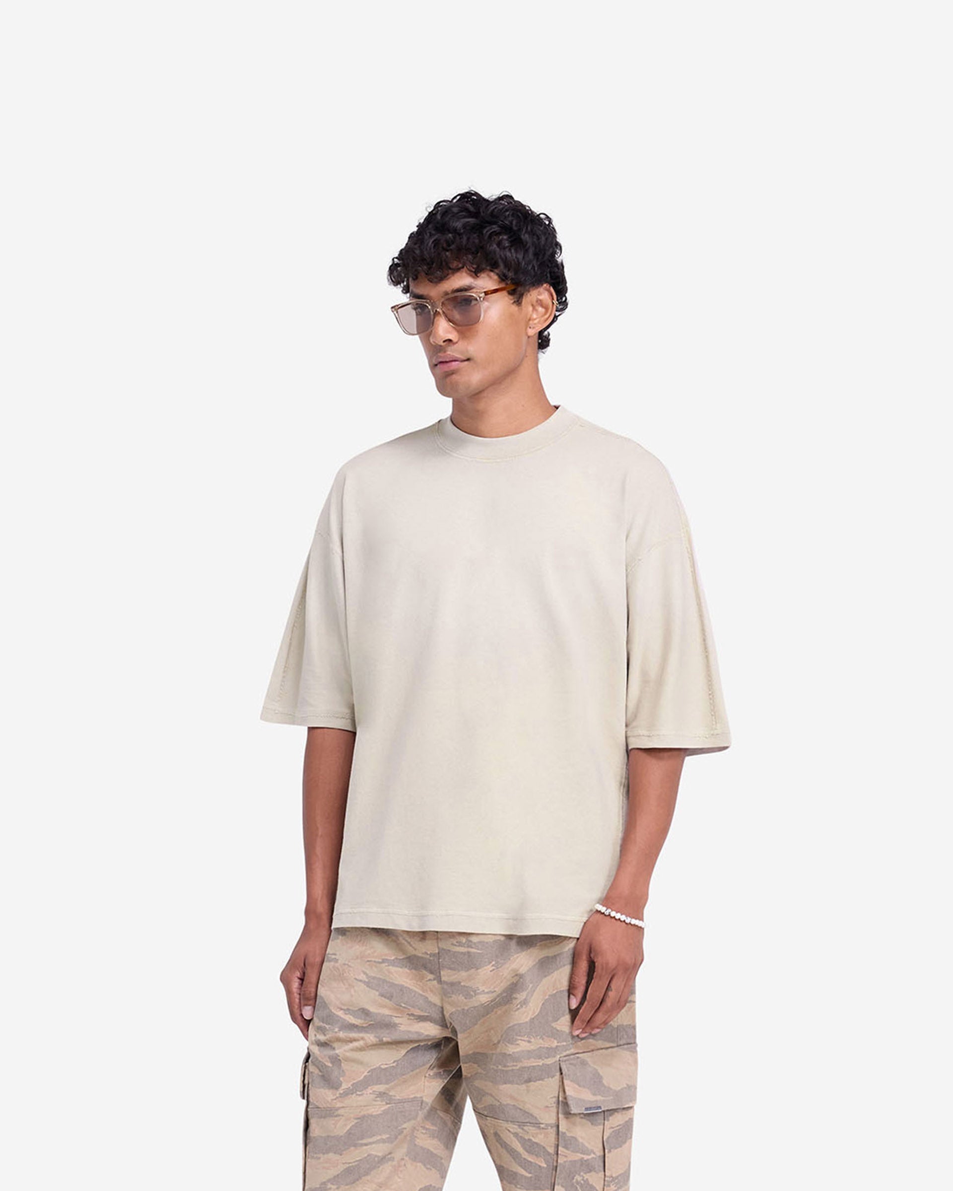 Stepped Hem T-Shirt - Oat