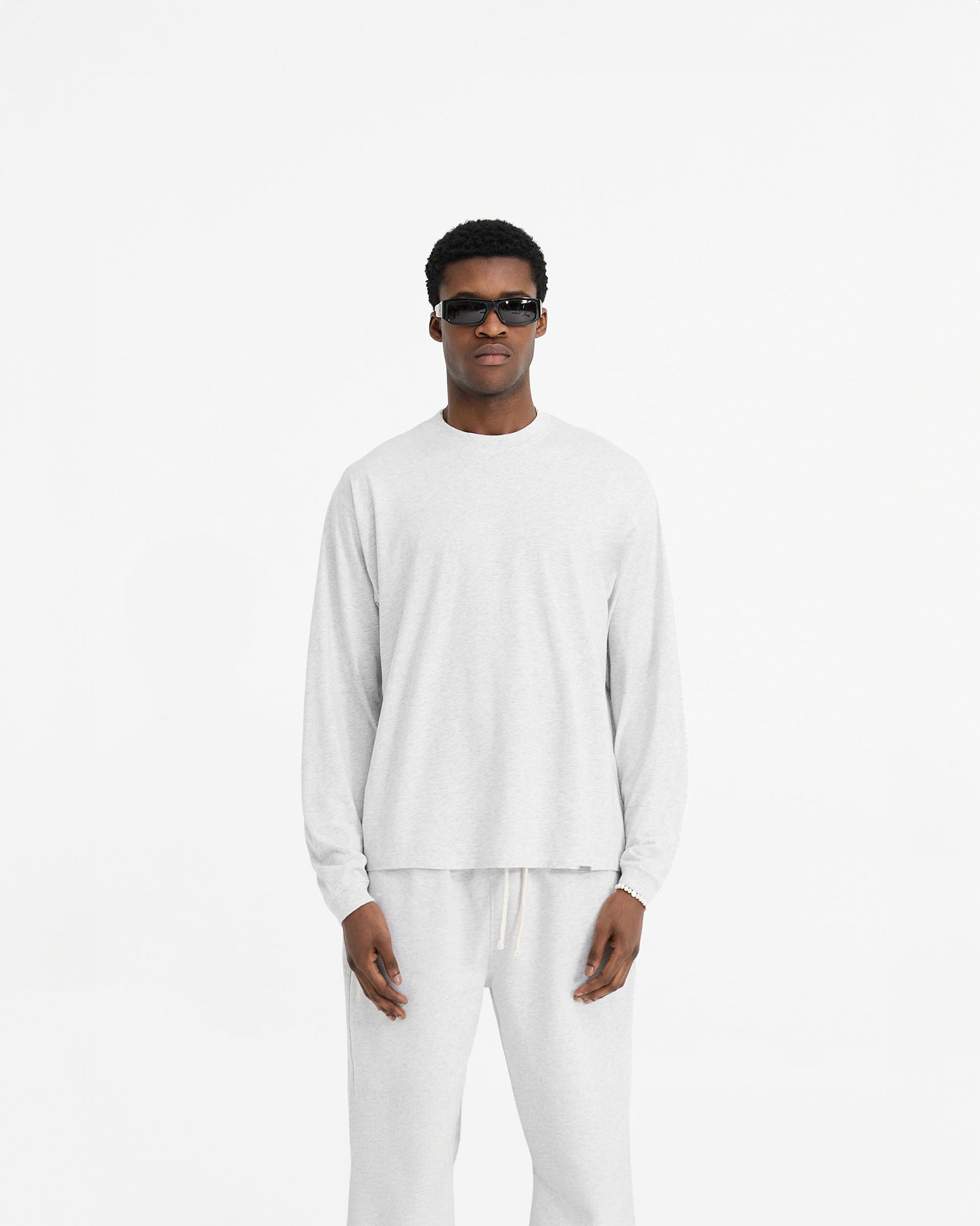 Initial Long Sleeve T-Shirt - Ice Grey Marl