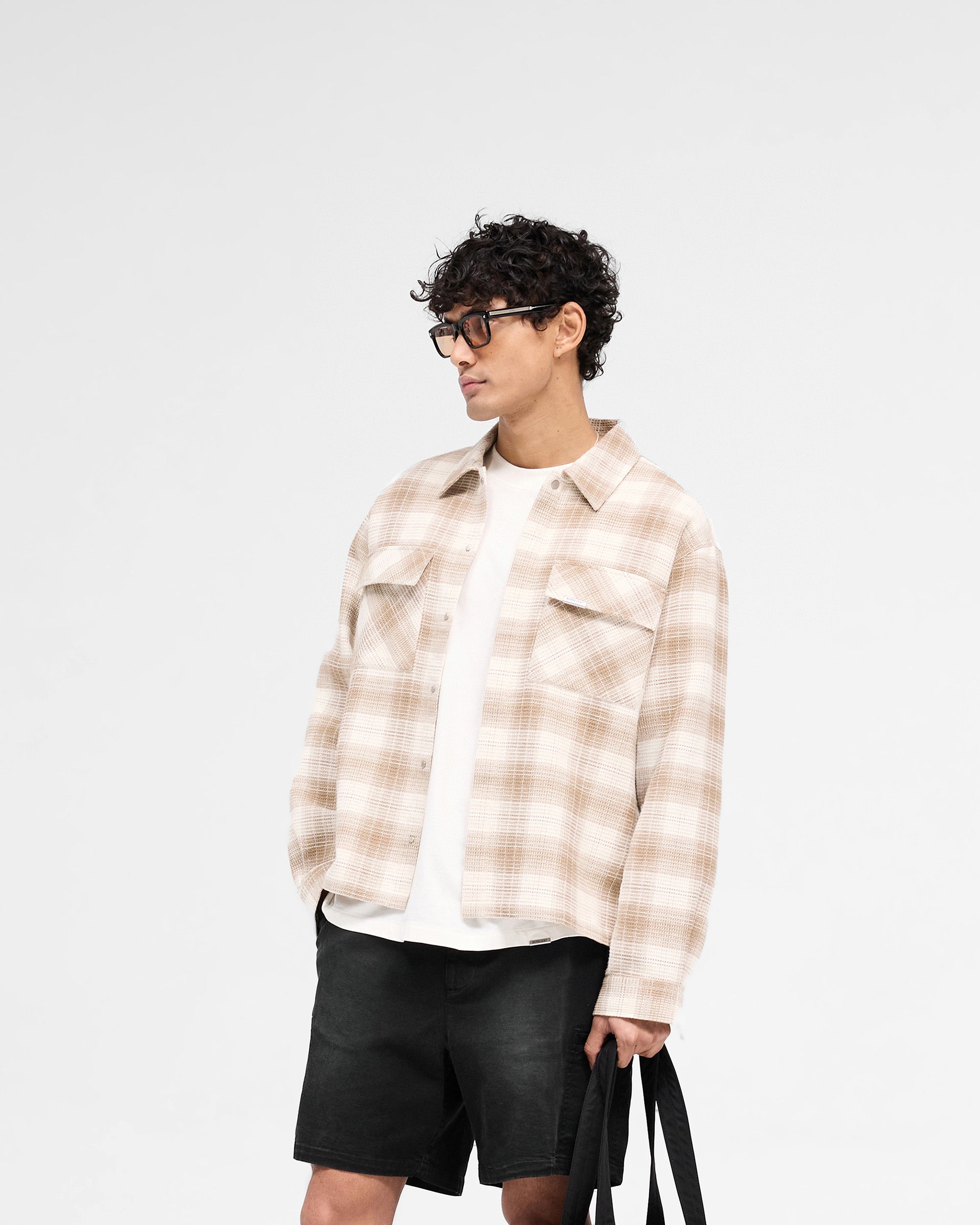 Waffle Flannel Shirt - Mid Brown
