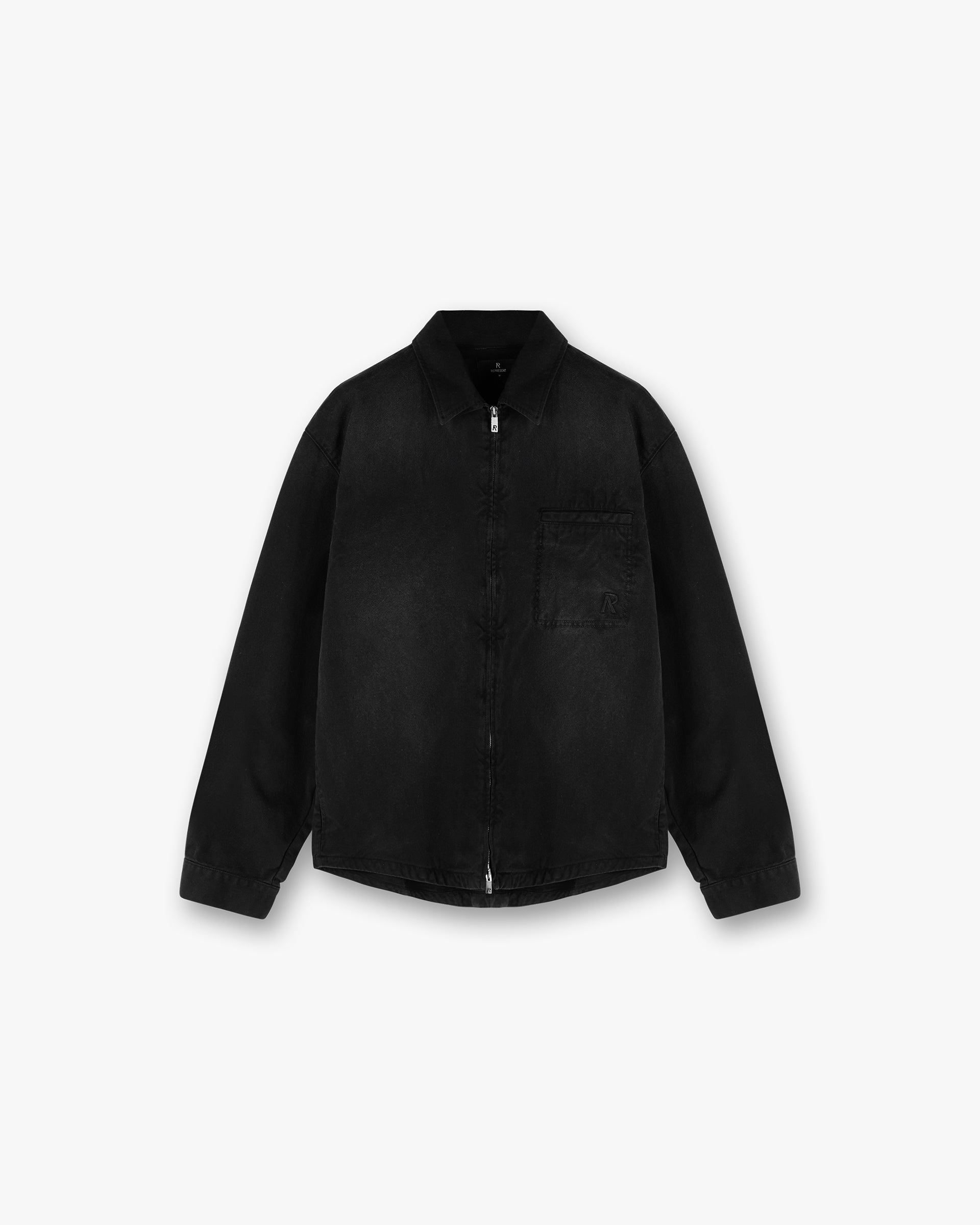 Cotton Zip Through Shirt - Black