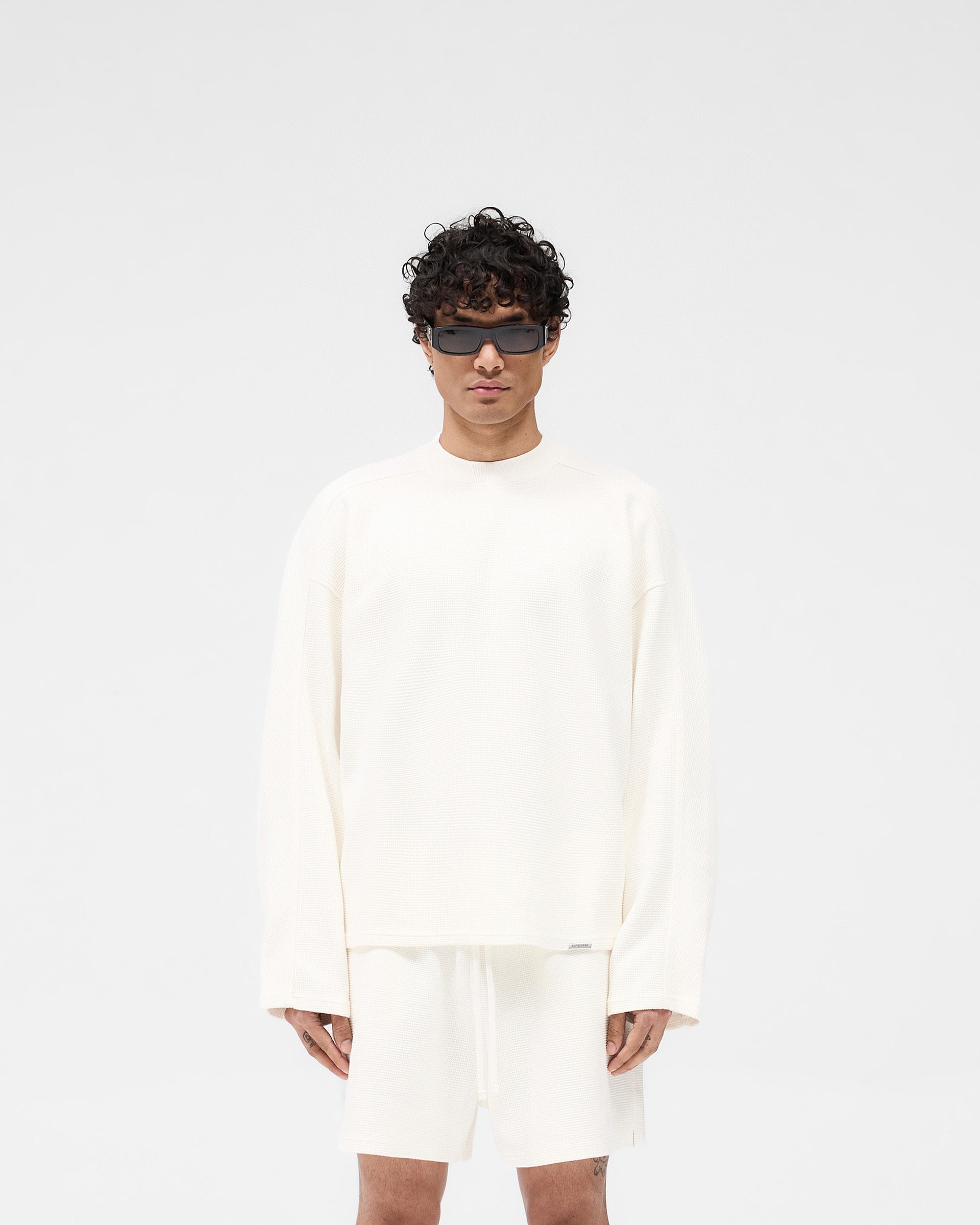 Waffle Long Sleeve T-Shirt - Flat White