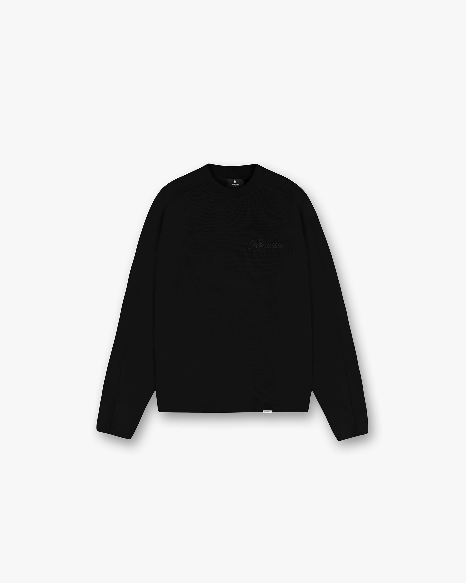 Black Waffle Long Sleeve T-Shirt | Mens T-shirts | REPRESENT