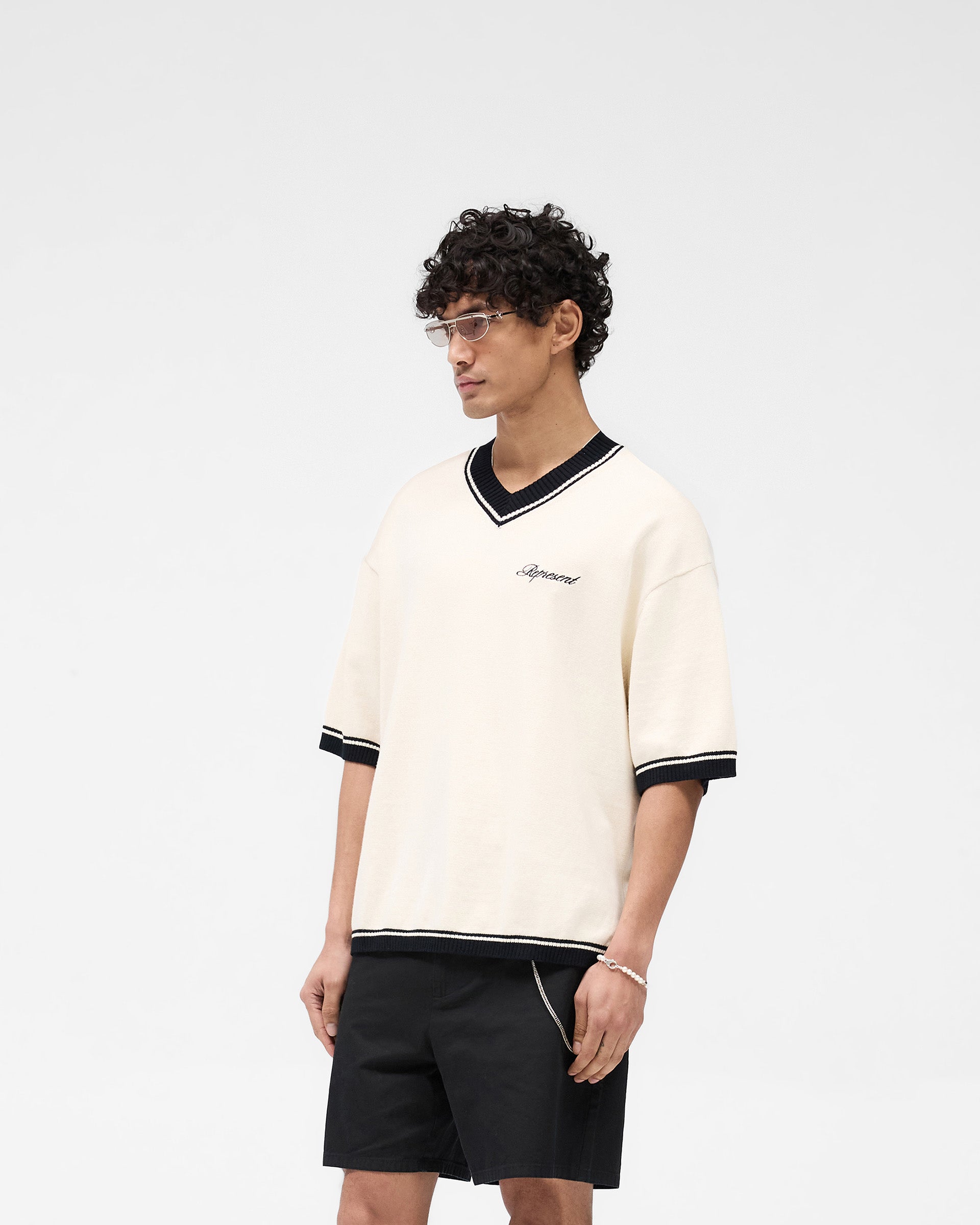 Script Embroidered Knit - Off White