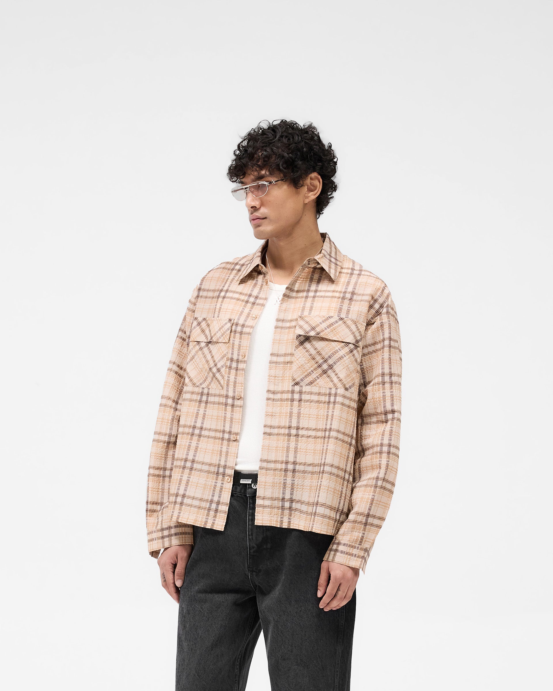 Sheer Flannel Shirt - Brown Check