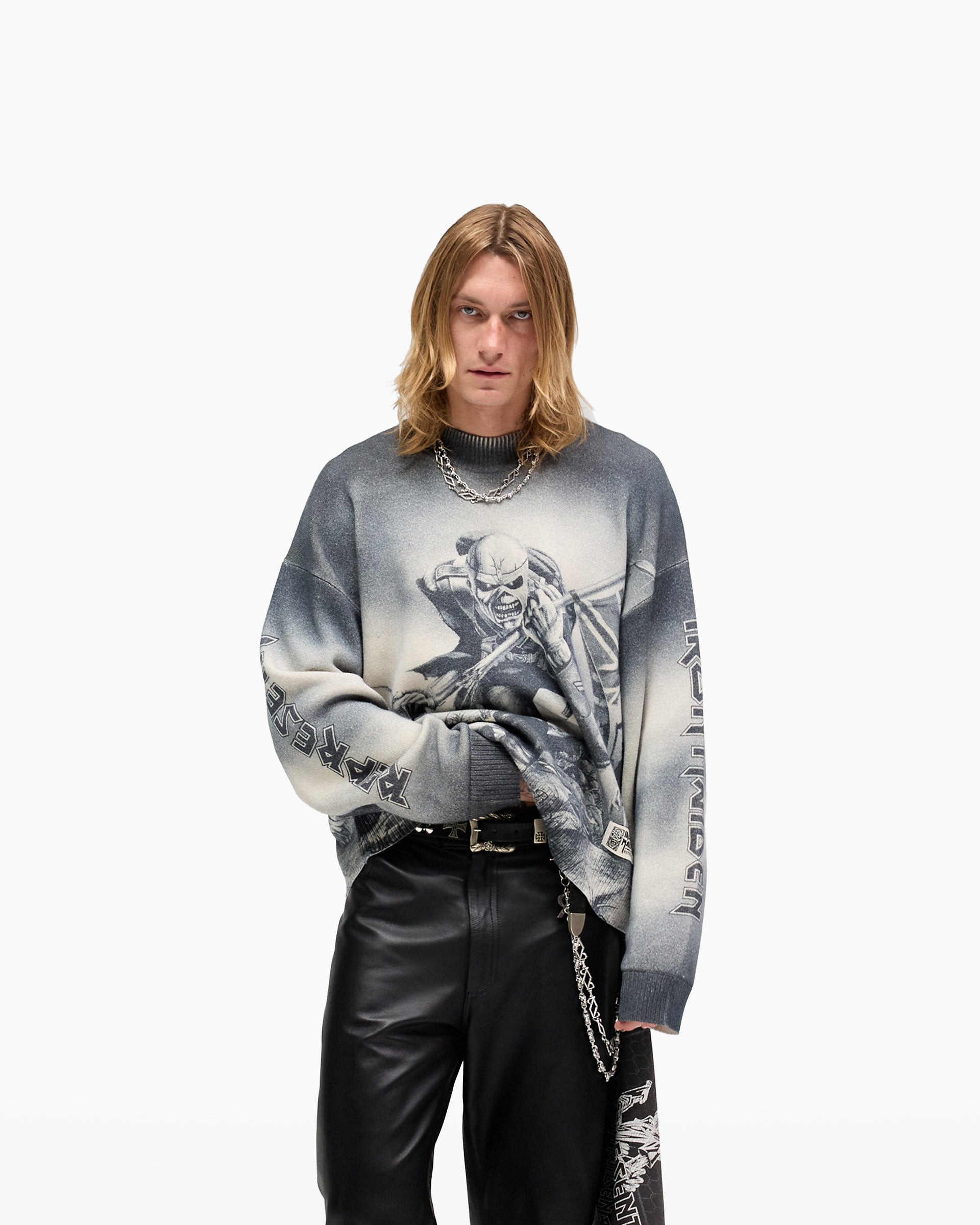 Represent X Iron Maiden Trooper Knit Sweater - Sunfade Grey