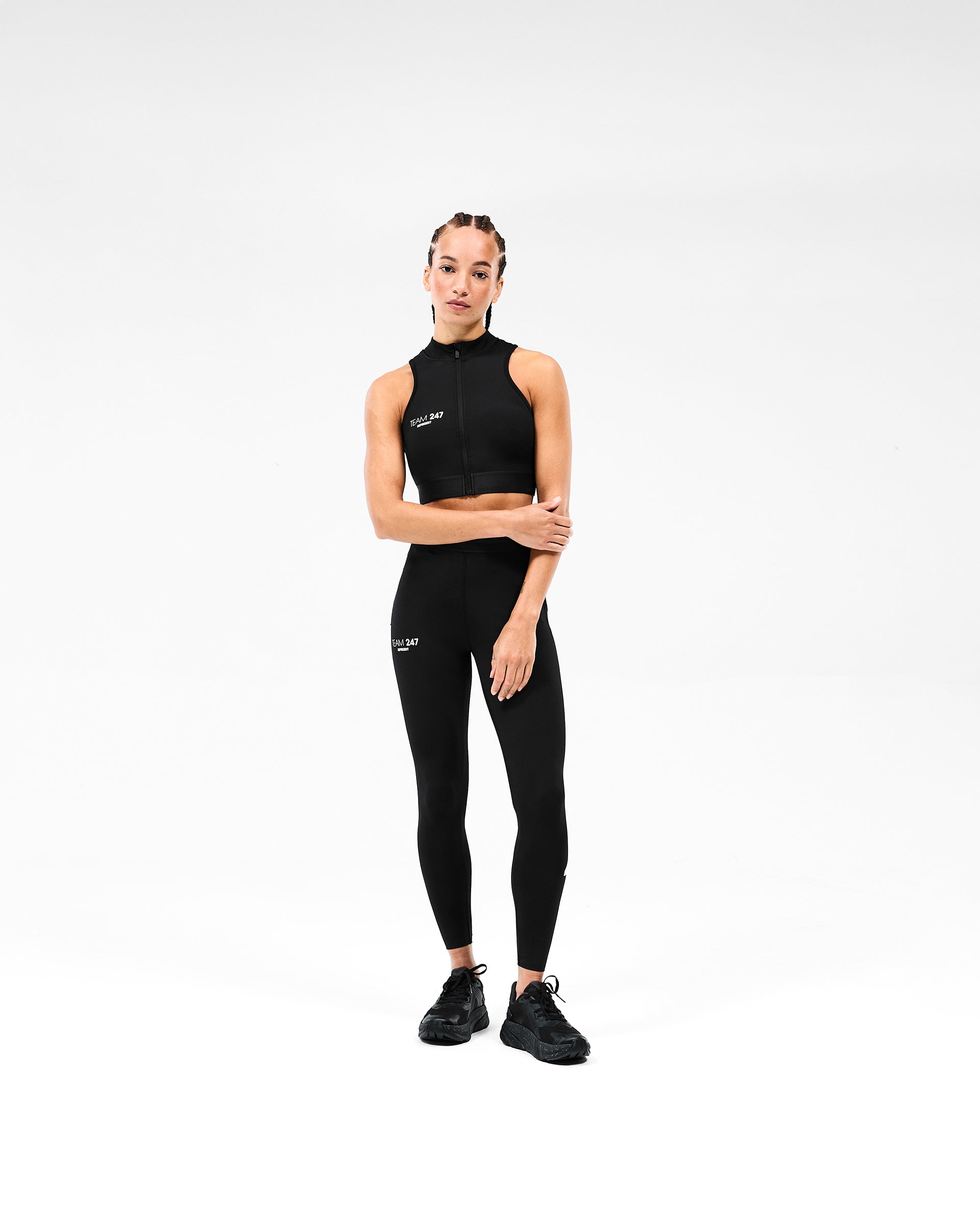 247 Zip Front Performance Crop - Black