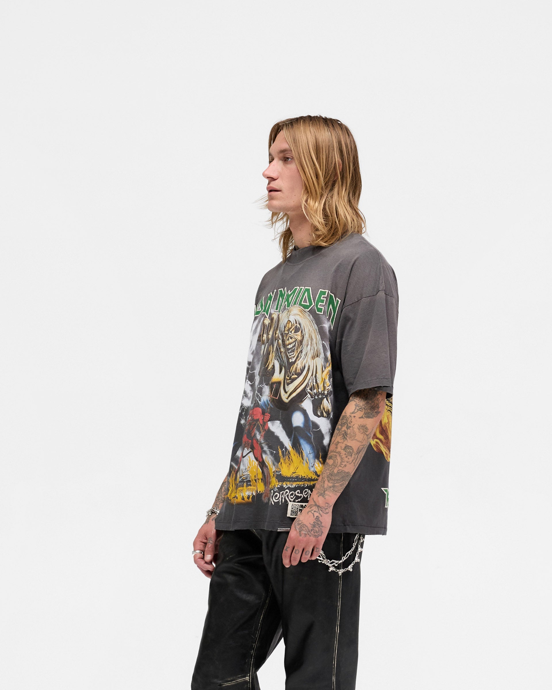 Represent X Iron Maiden Number Of Beast T-Shirt - Sunfade Grey