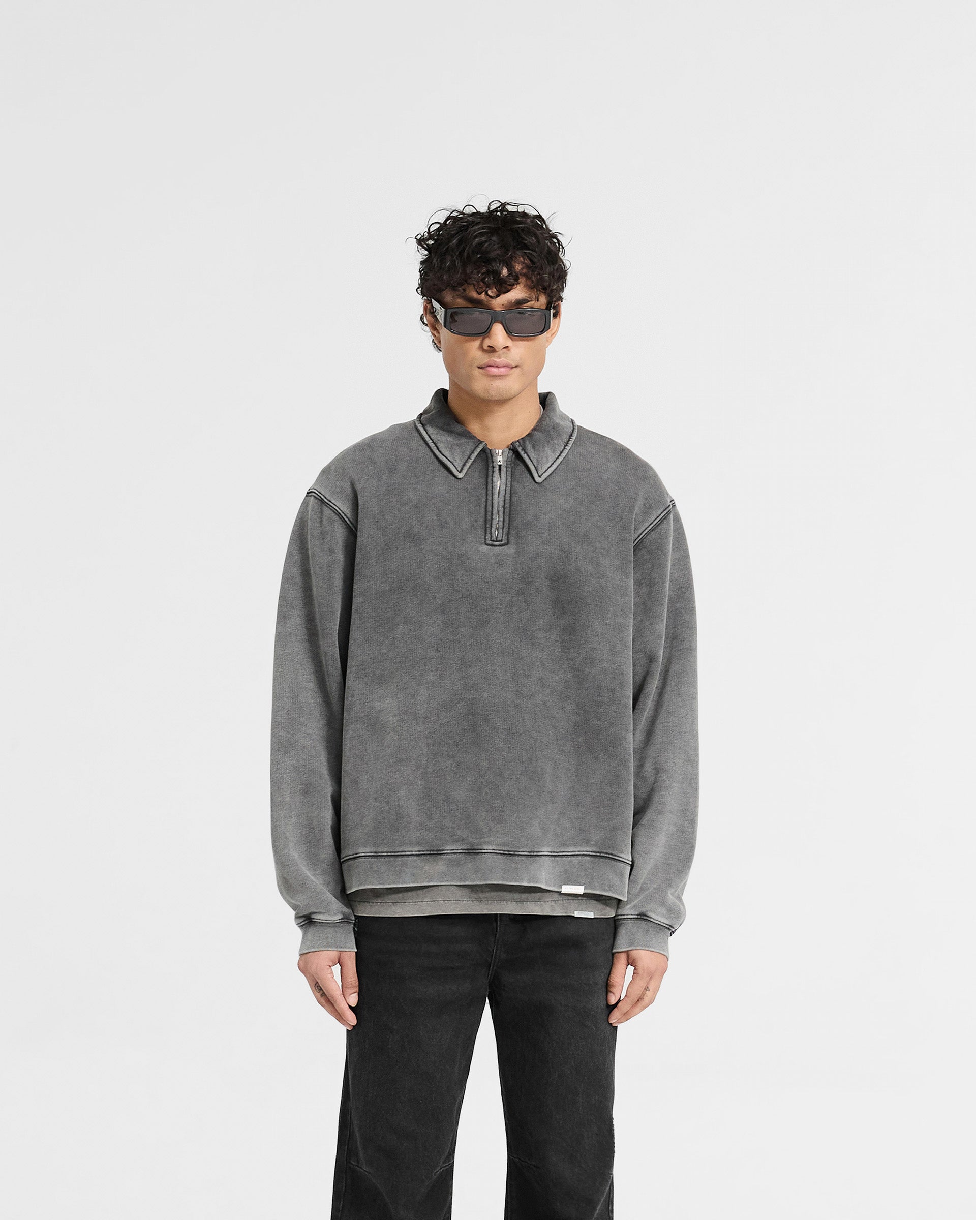 Initial Boxy Quarter Zip - Vintage Grey
