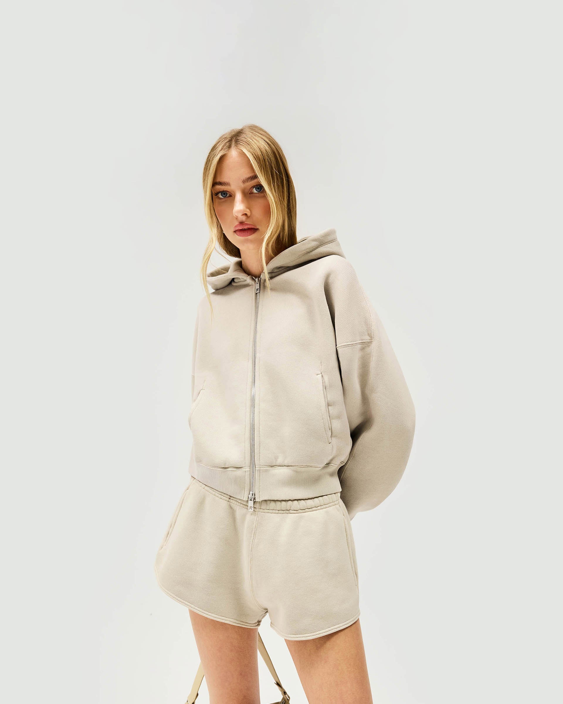 Initial Oversized Crop Hoodie - Storm