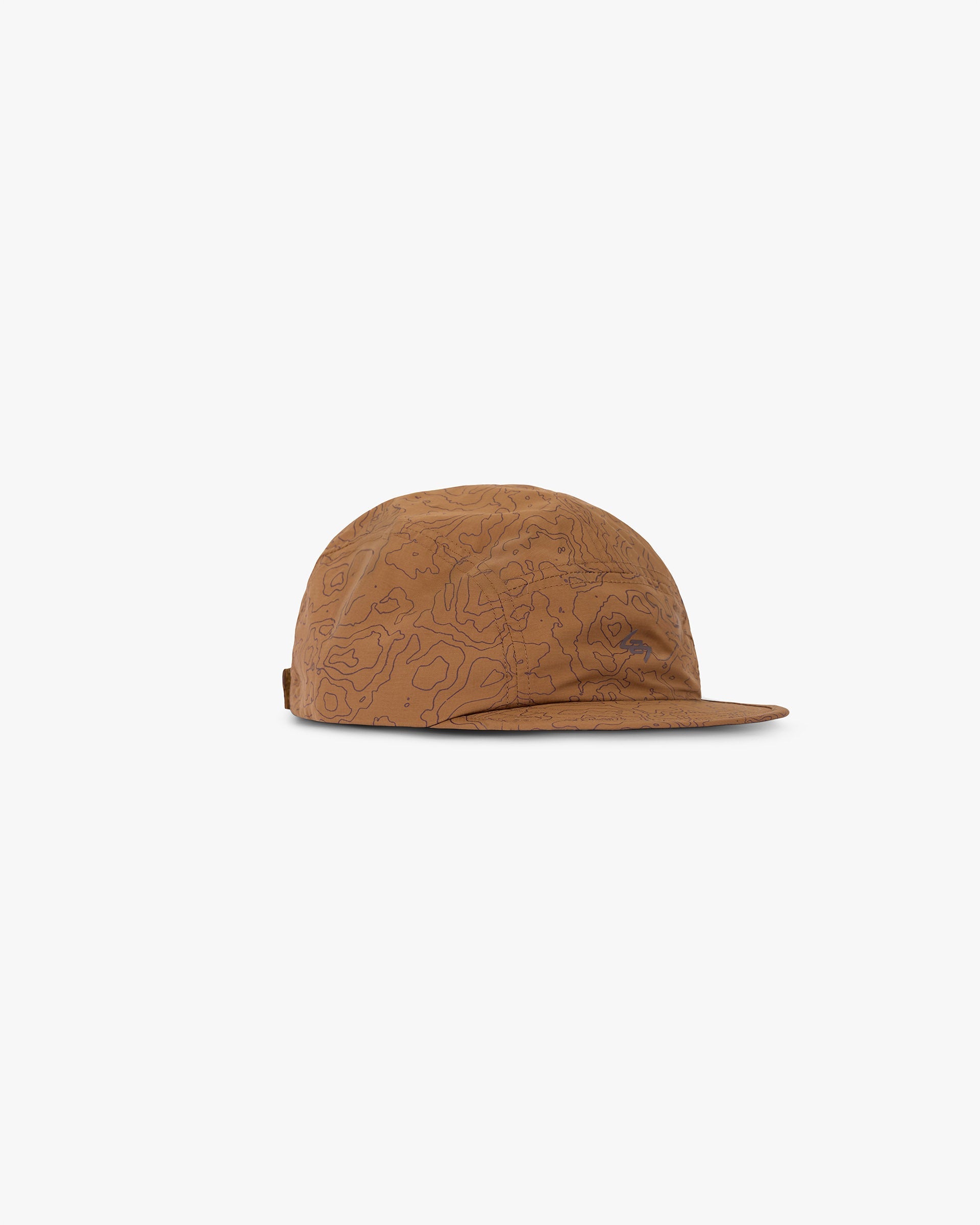 Front product image of a mens orange cap on a plain white background | 247 Contour Run Cap in Rust | Cap with eyelets and adjustable bungee cord | 247 Accessories | Represent Clo