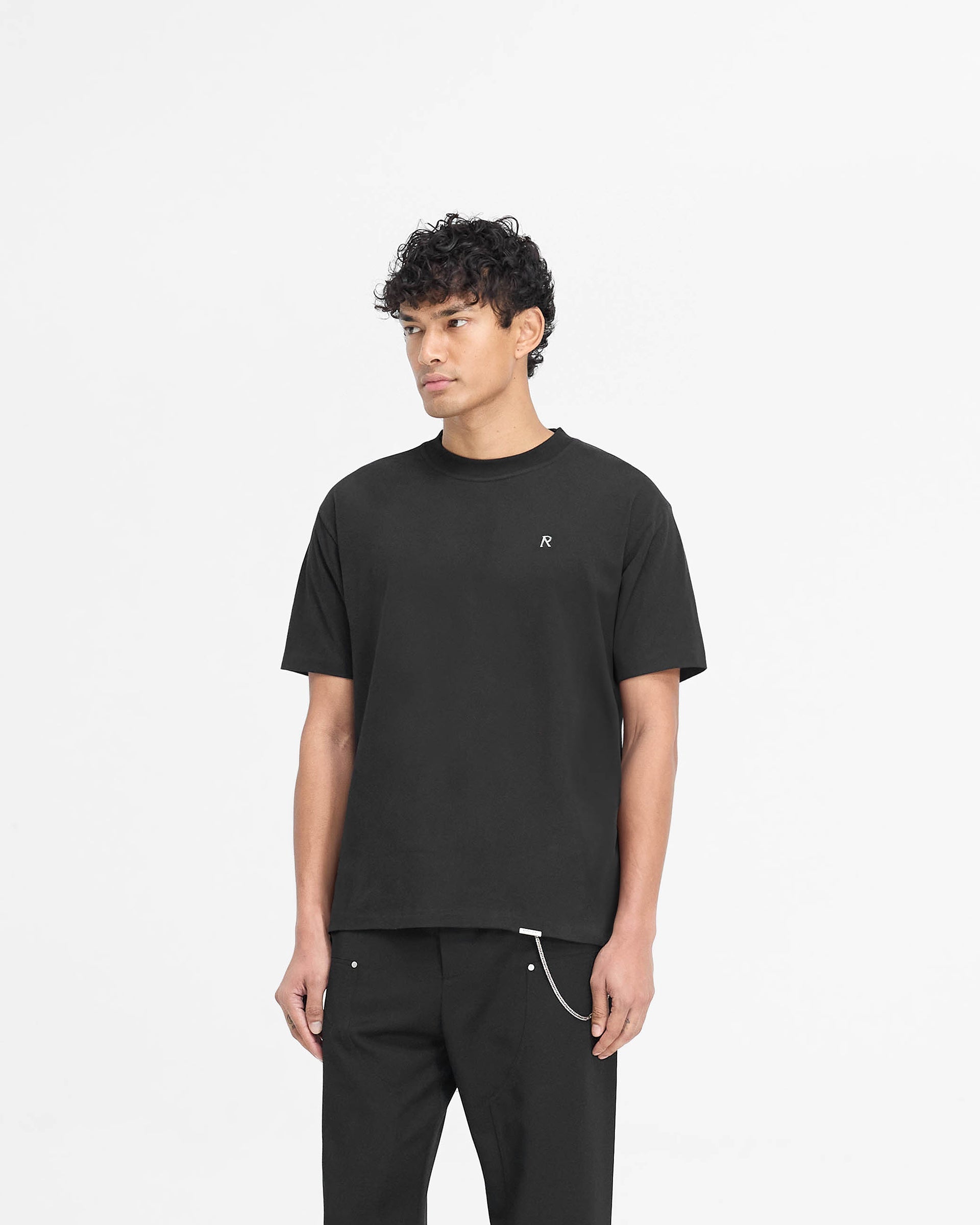 Metal Initial R T-Shirt - Jet Black