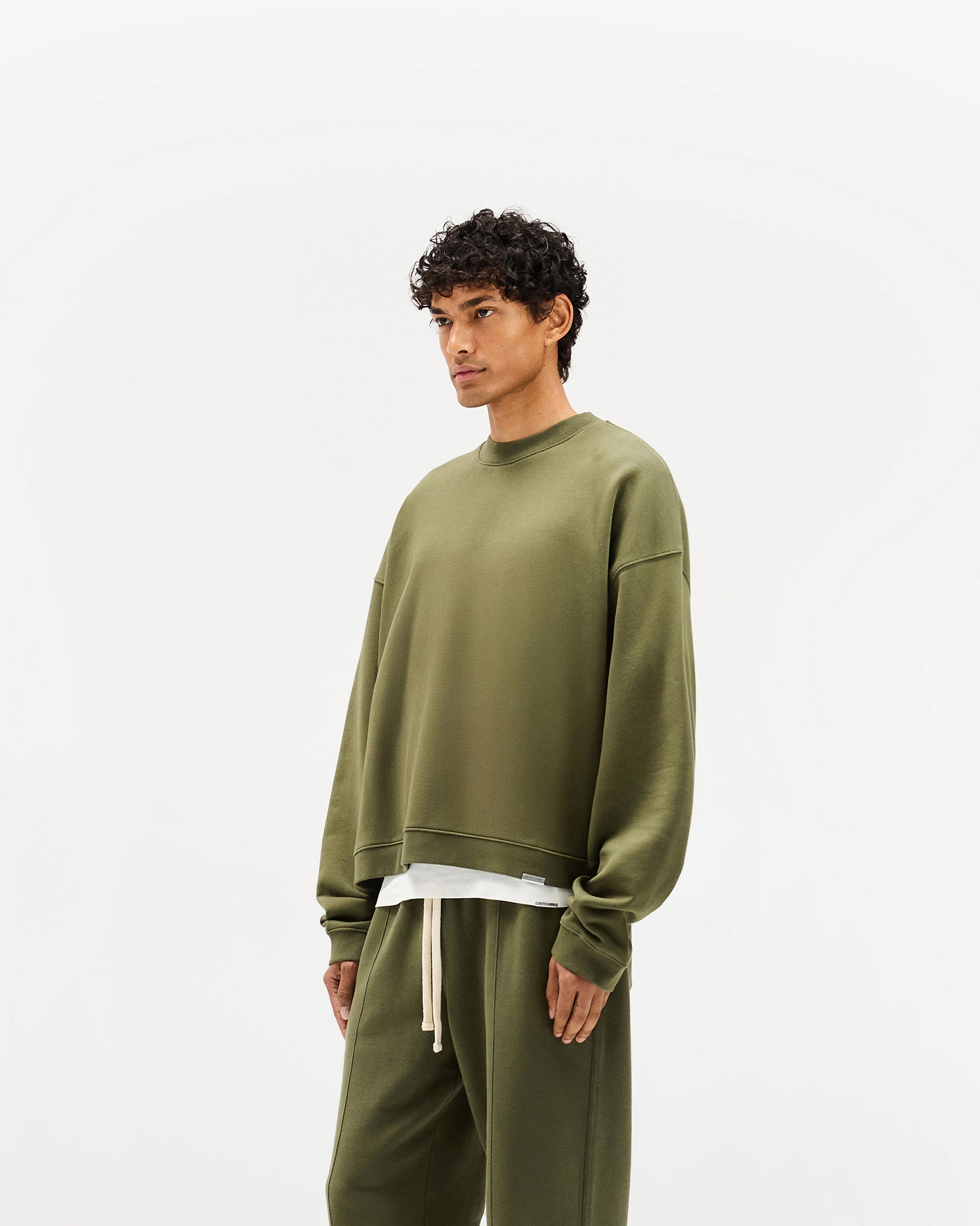 Initial Boxy Sweater - Army Green