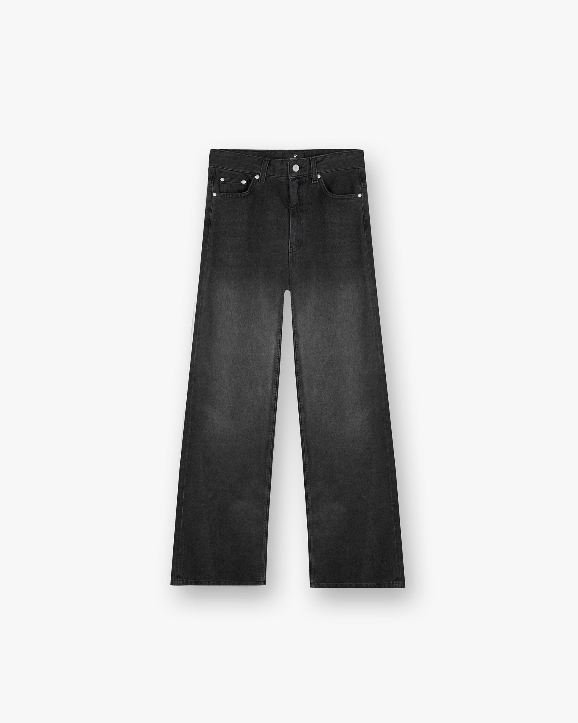 Mid Rise Wide Leg Jean - Washed Black
