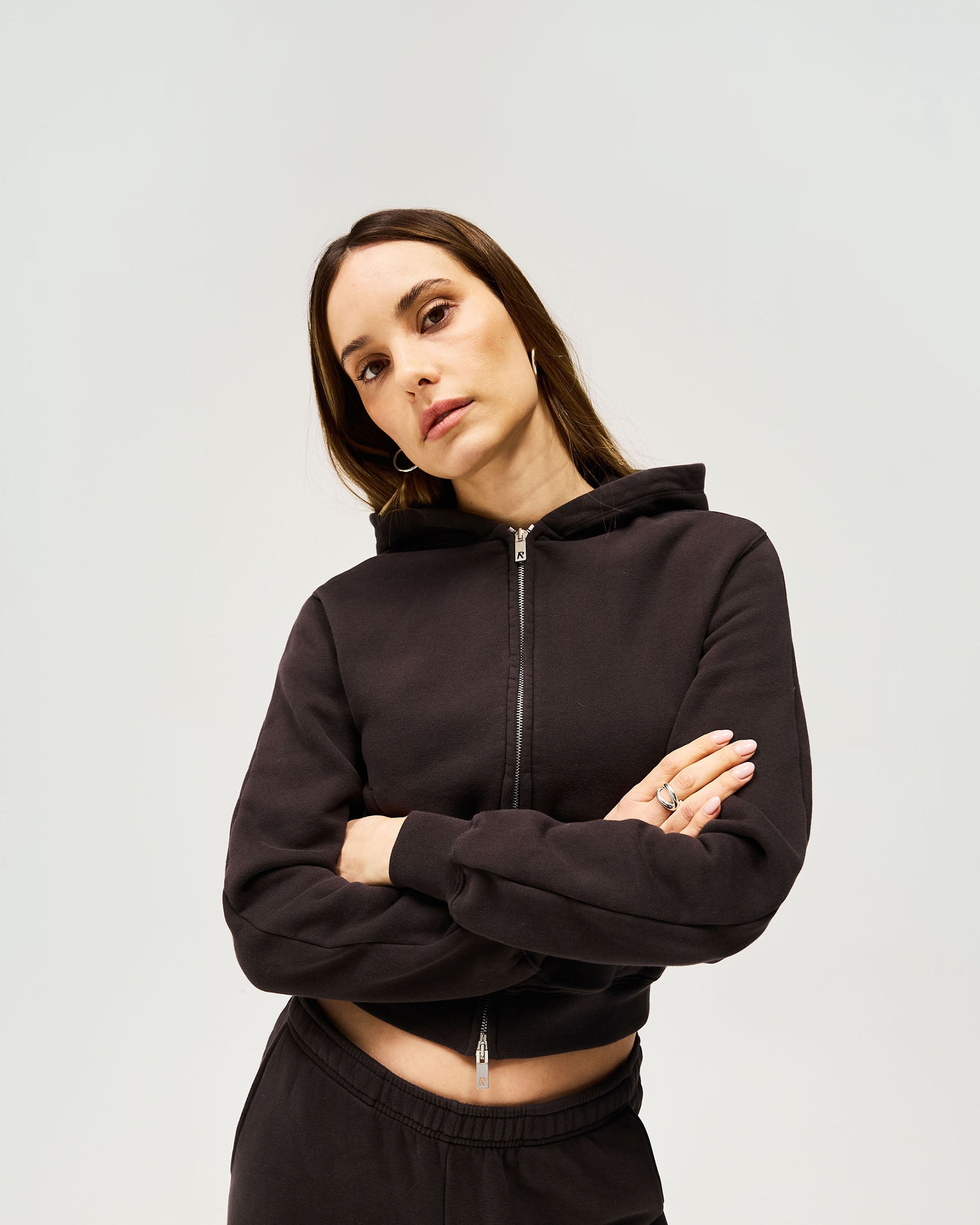 Owners Club Slim Zip Hoodie - Black Coffee