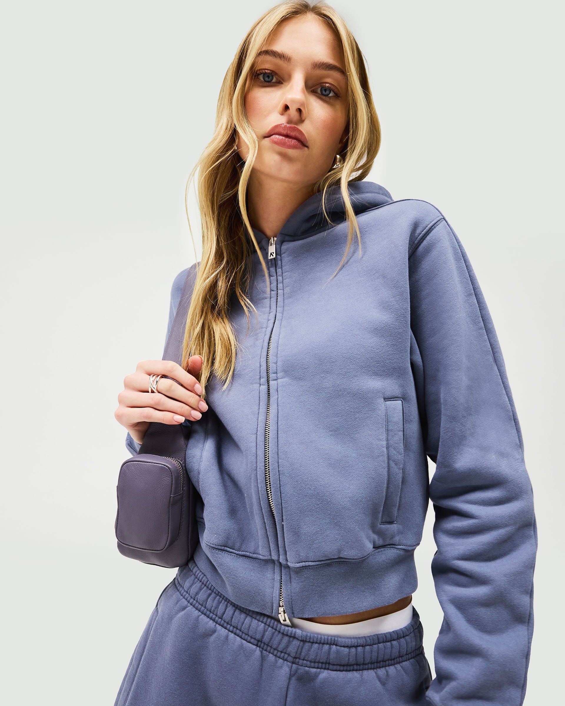Owners Club Slim Zip Hoodie - Steel Blue