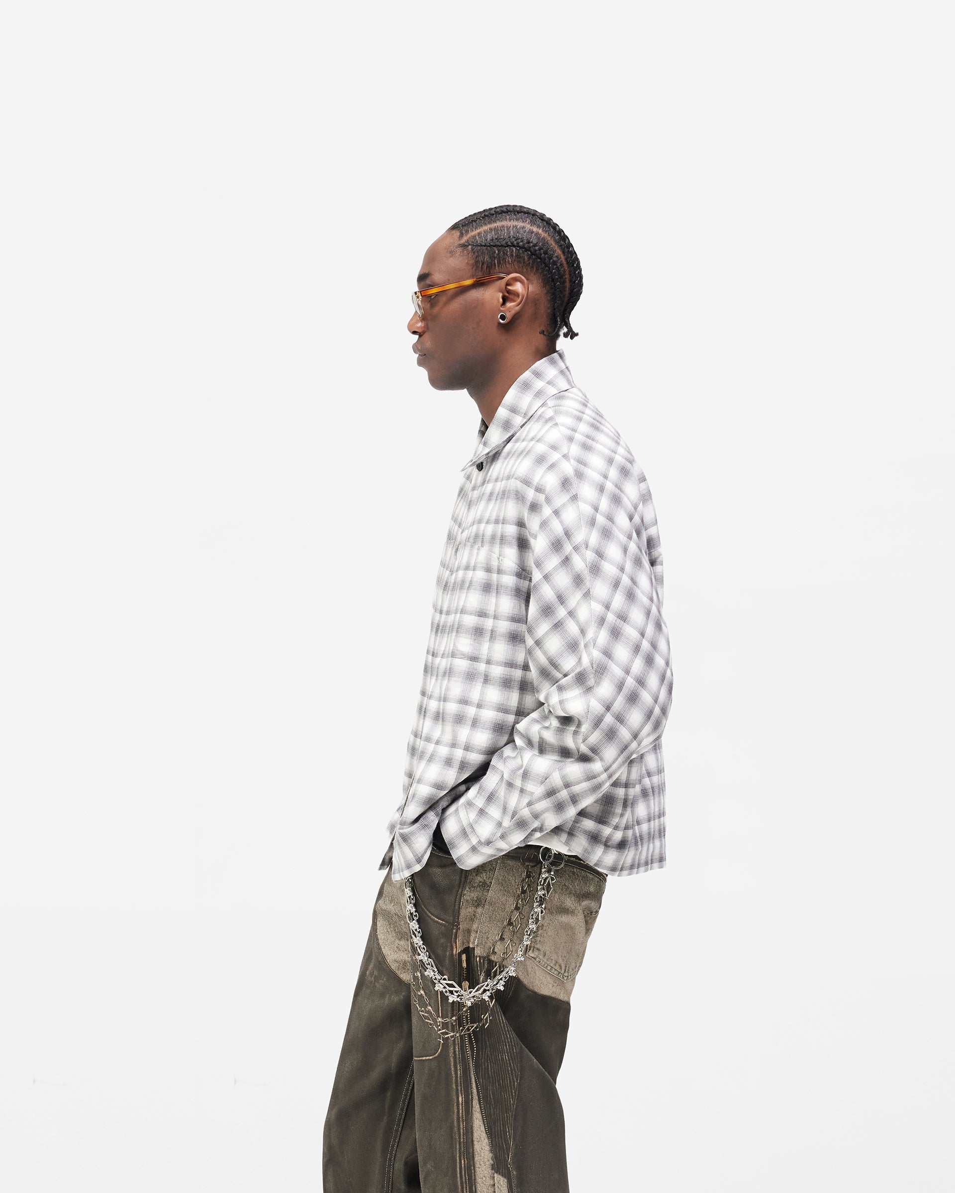 Arch Flannel Shirt - Flat White Jet Black