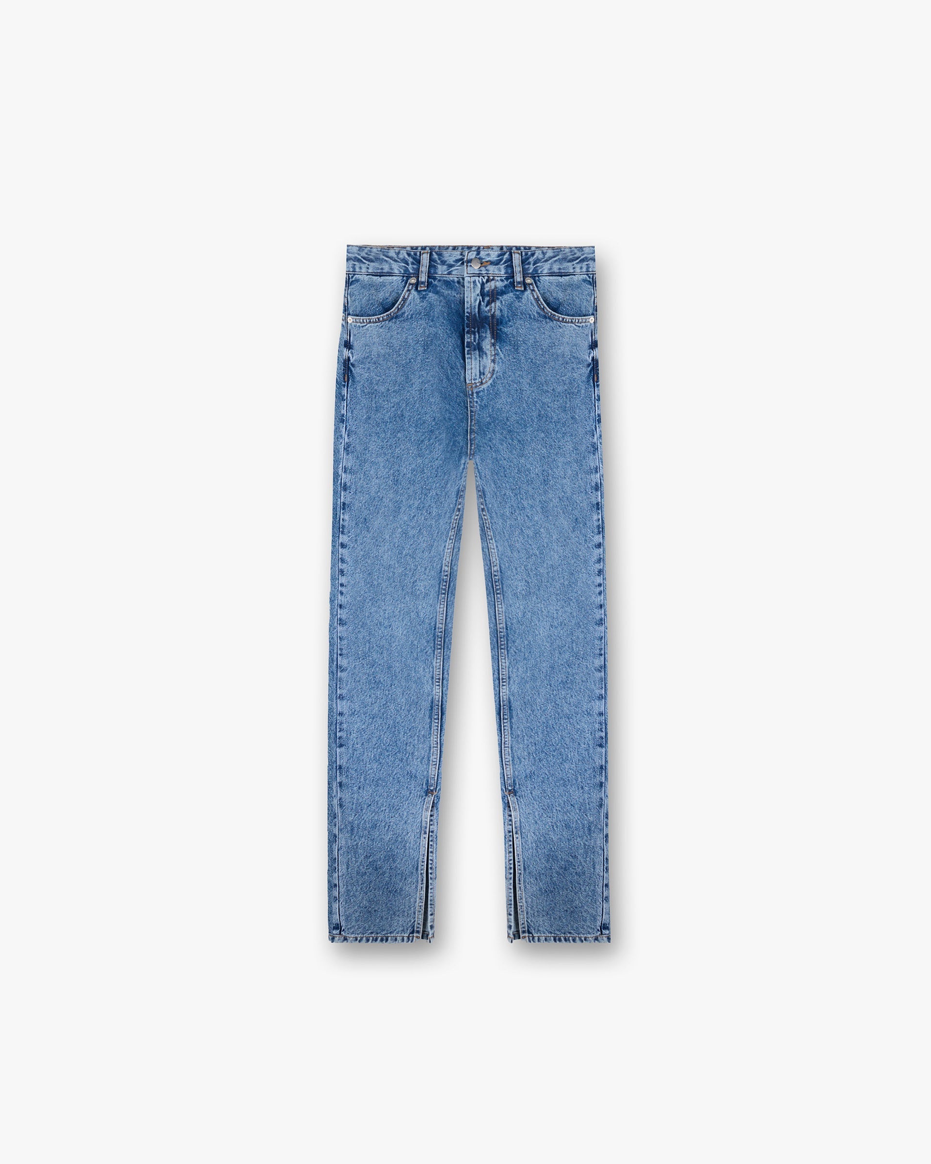 Split Hem Straight Jean - Washed Blue