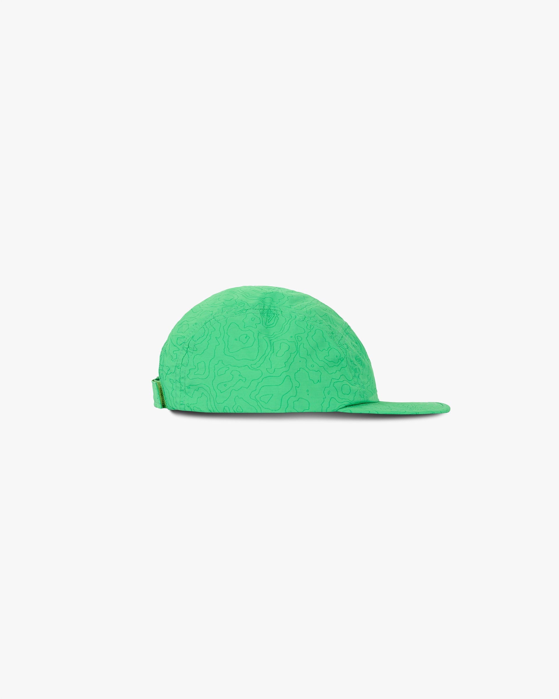 Back product image of a mens green cap on a plain white background | 247 Contour Run Cap in Speed Green | Durable ripstop fabric 5-panel cap | 247 Accessories | Represent Clo