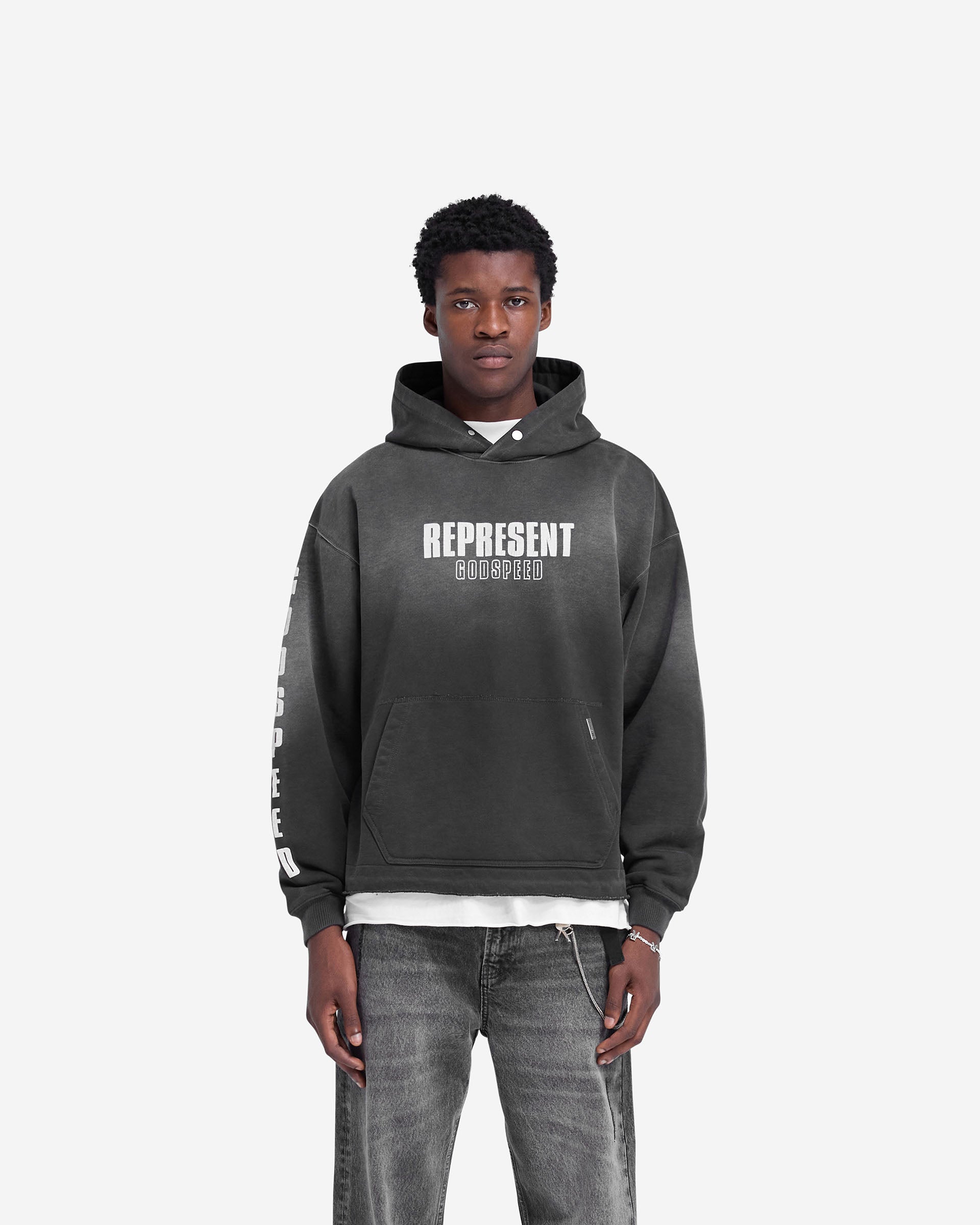 Aged Black Godspeed Hoodie | Graphic Hoodies | REPRESENT