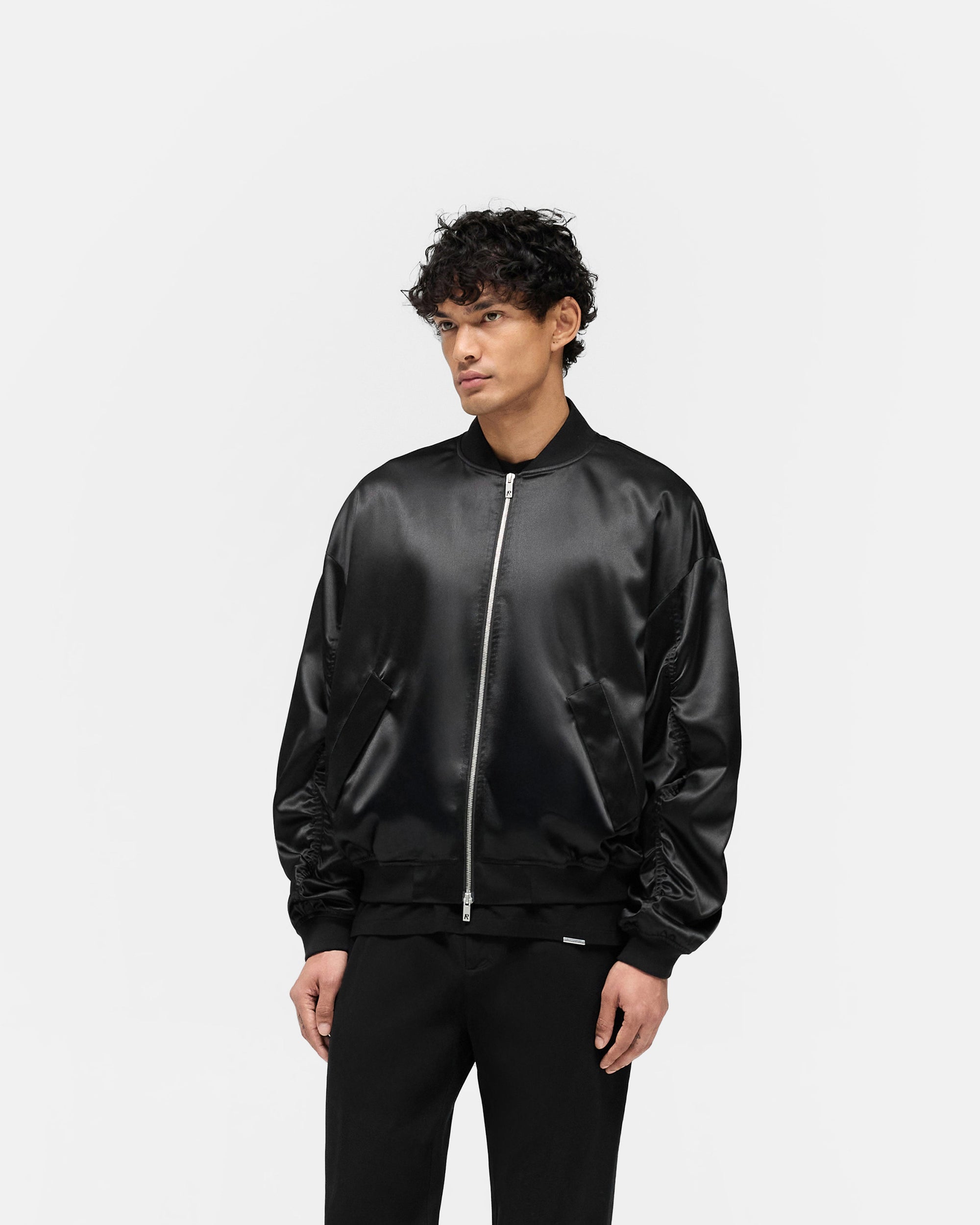 Satin Bomber - Black
