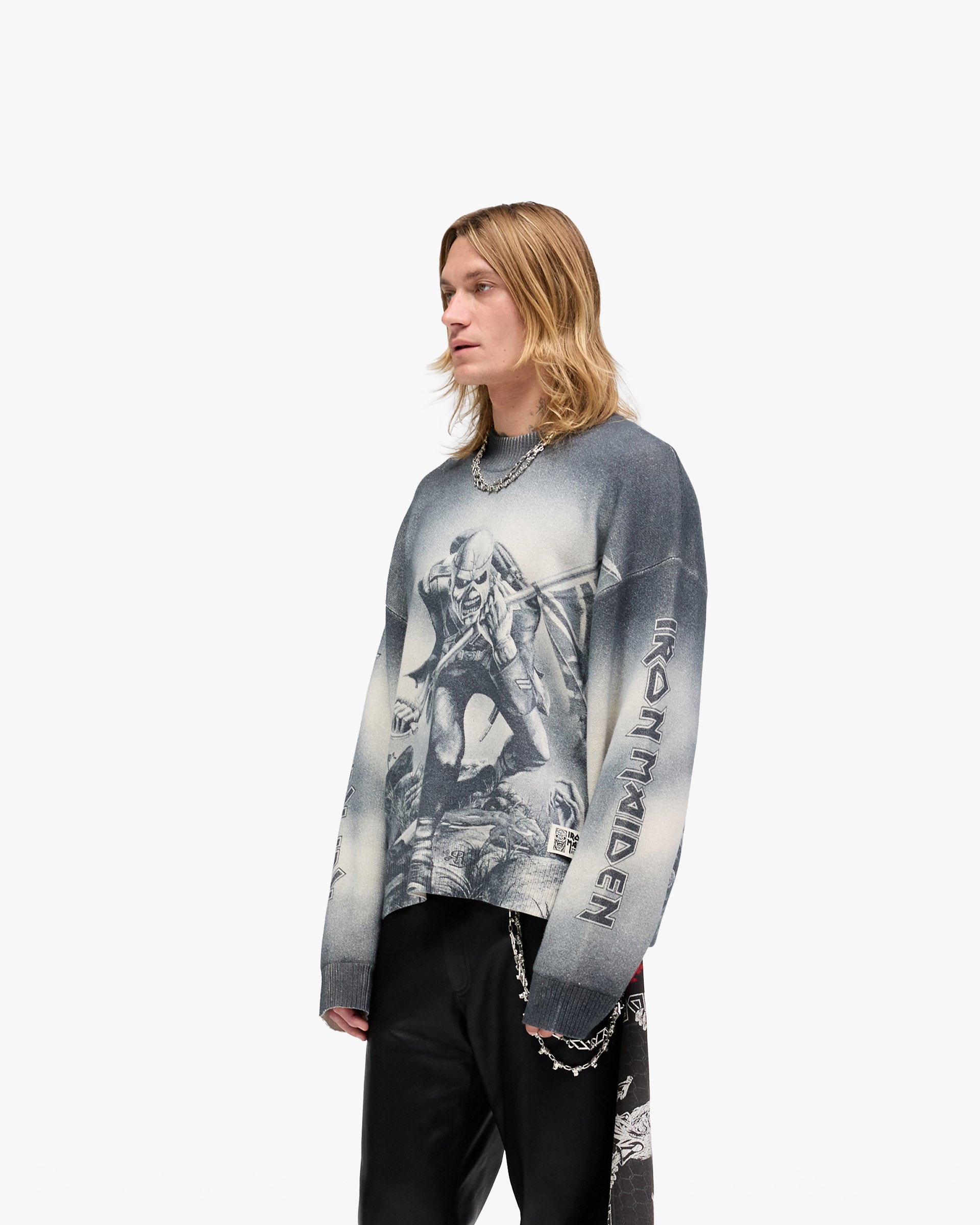 Represent X Iron Maiden Trooper Knit Sweater - Sunfade Grey