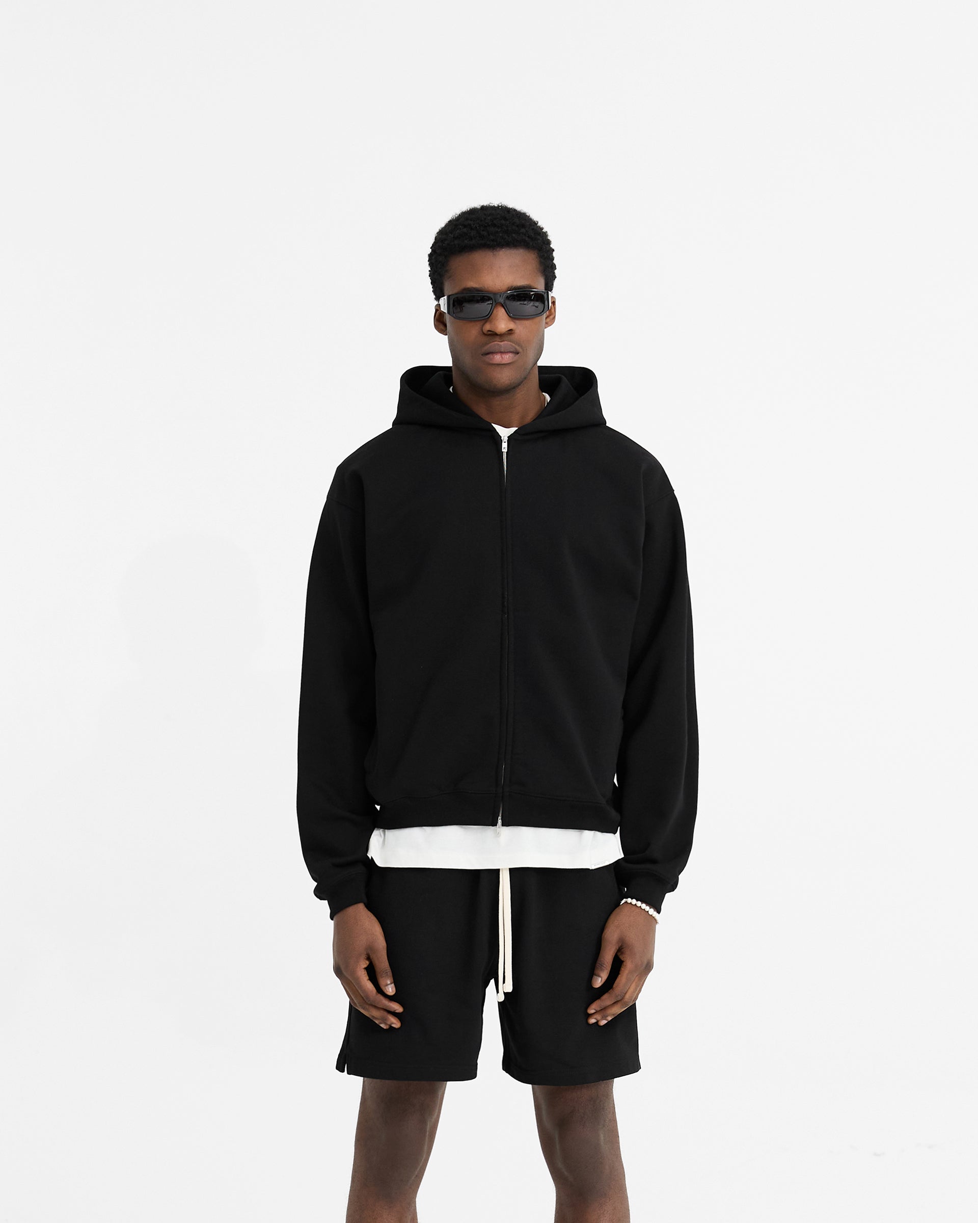 Black Initial Oversize Zip Hoodie | Mens Hoodies | REPRESENT