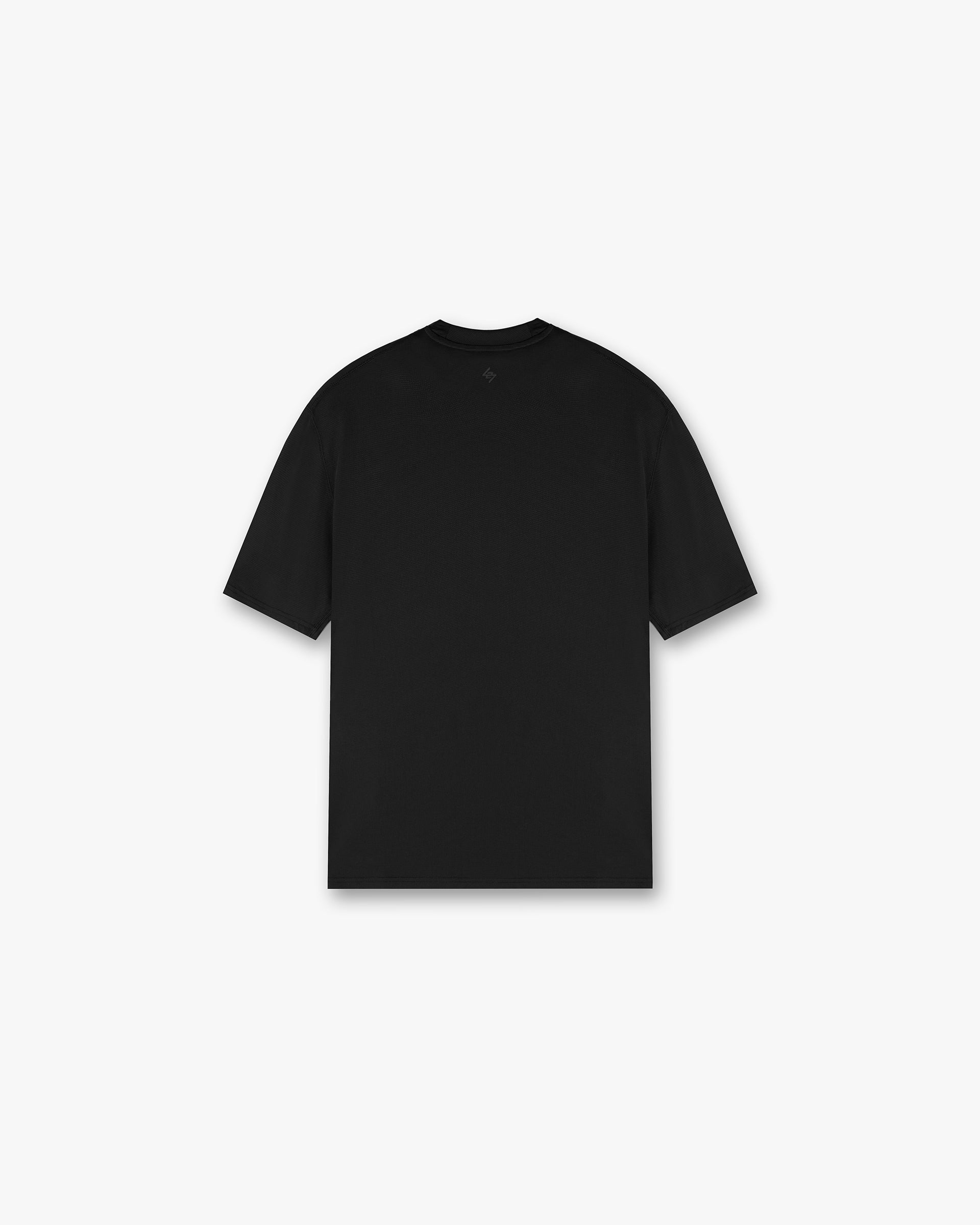 Back product image of a mens black mesh t-shirt on a plain white background | 247 DNA Mesh T-Shirt in Black | Regular fit t-shirt with moisture wicking | 247 T-Shirts | Represent Clo