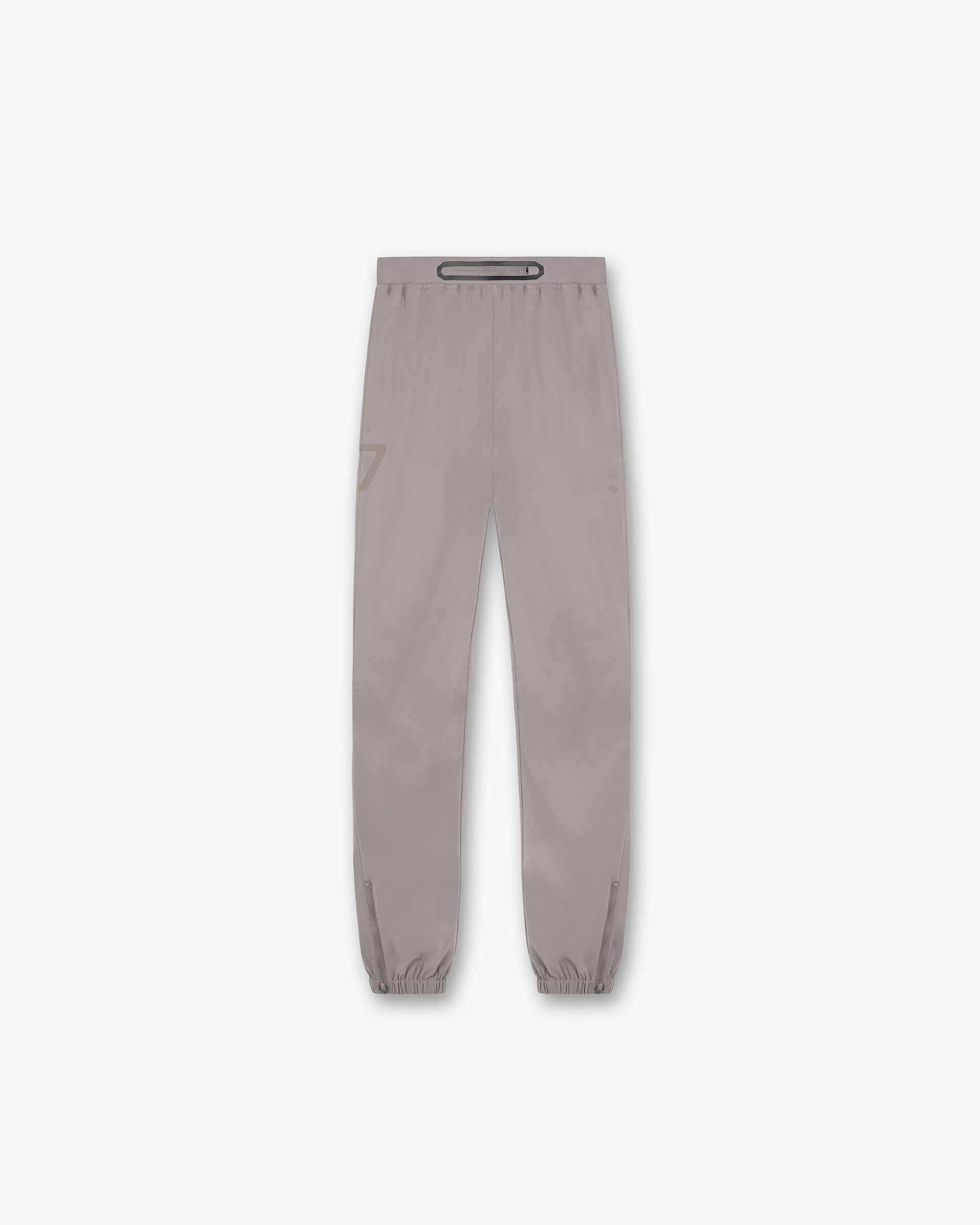 Back product image of mens grey pants on a plain white background | 247 Training Pant in Cinder | Training pants with zip cuffs and elasticated waistband | 247 Pants | Represent Clo