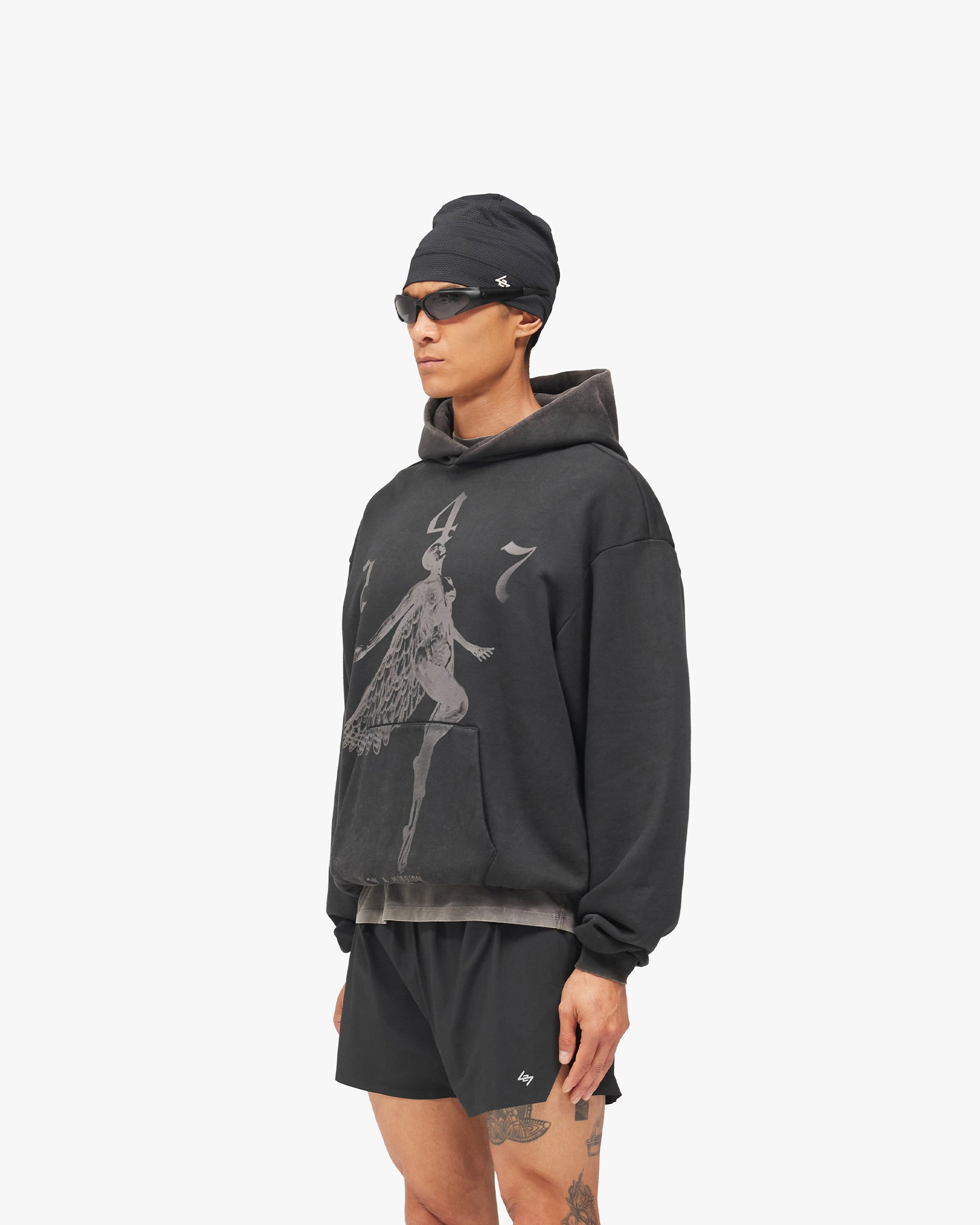 247 Fallen Angel Graphic Hoodie - Vintage Black