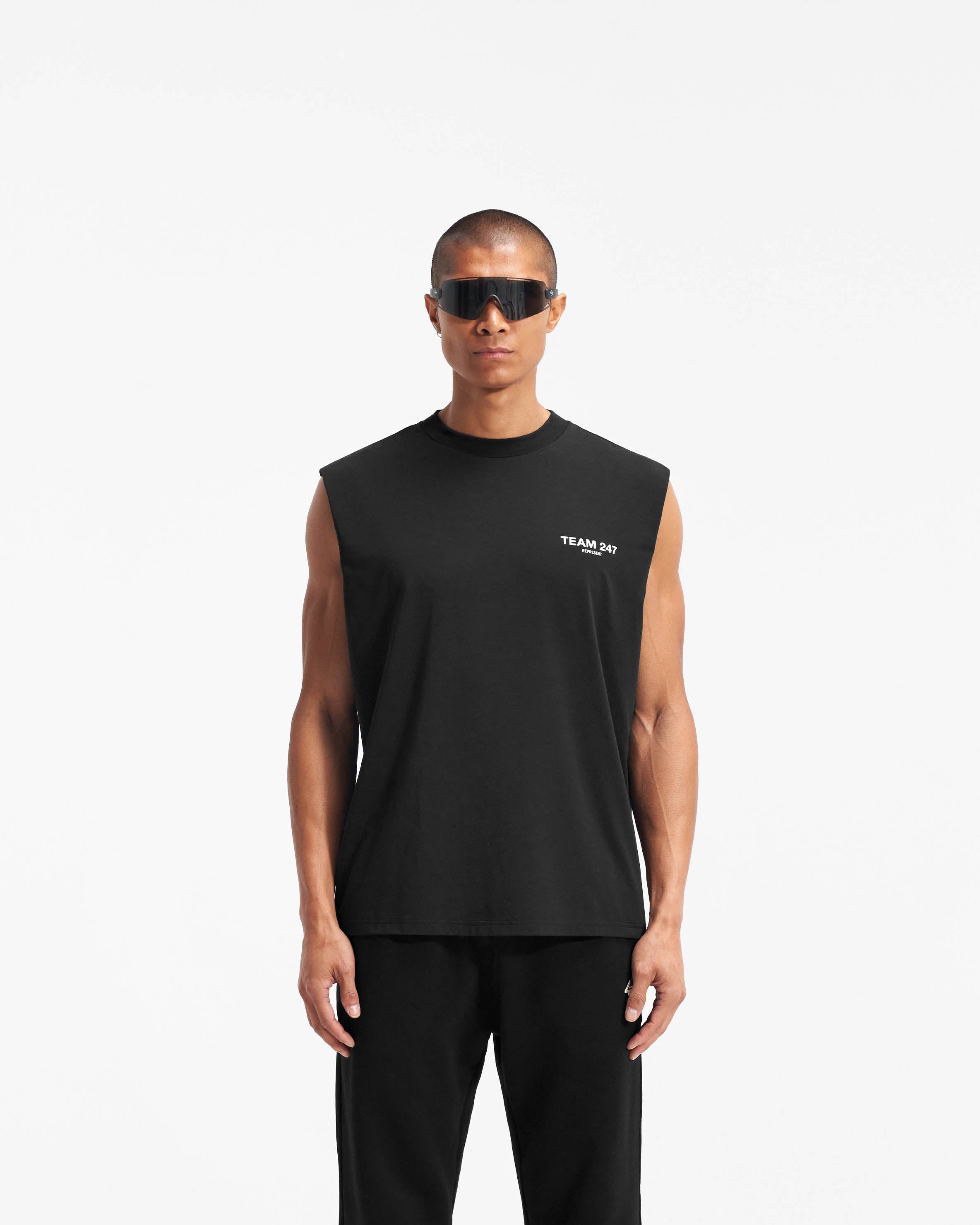 トップス salvation Y16AsymmetricDrapedTank Black Team 247 Oversized Tank | Gym Tank Top | REPRESENT