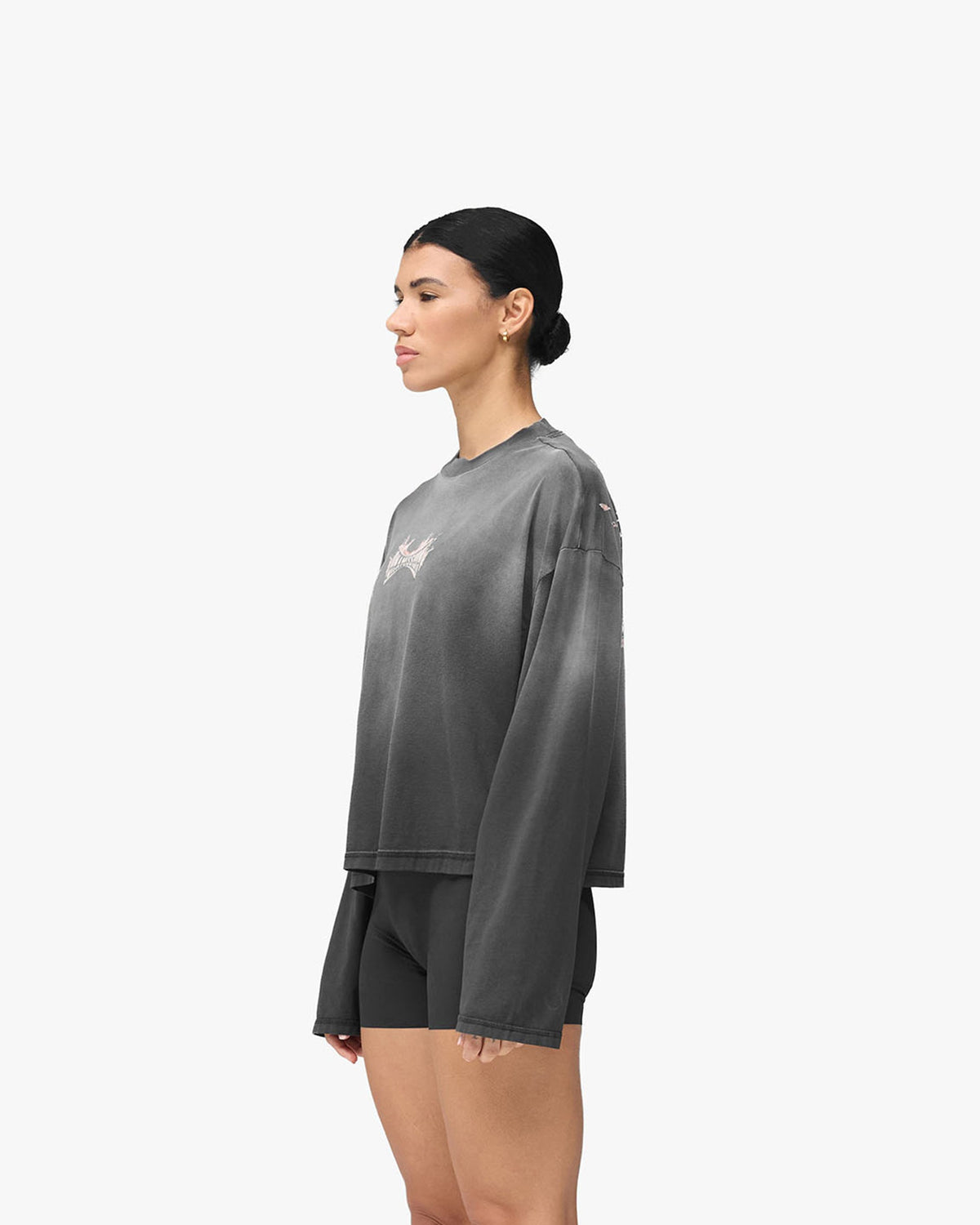 247 Ignite Long Sleeve T-Shirt - Vintage Black - Cropped Model - Side