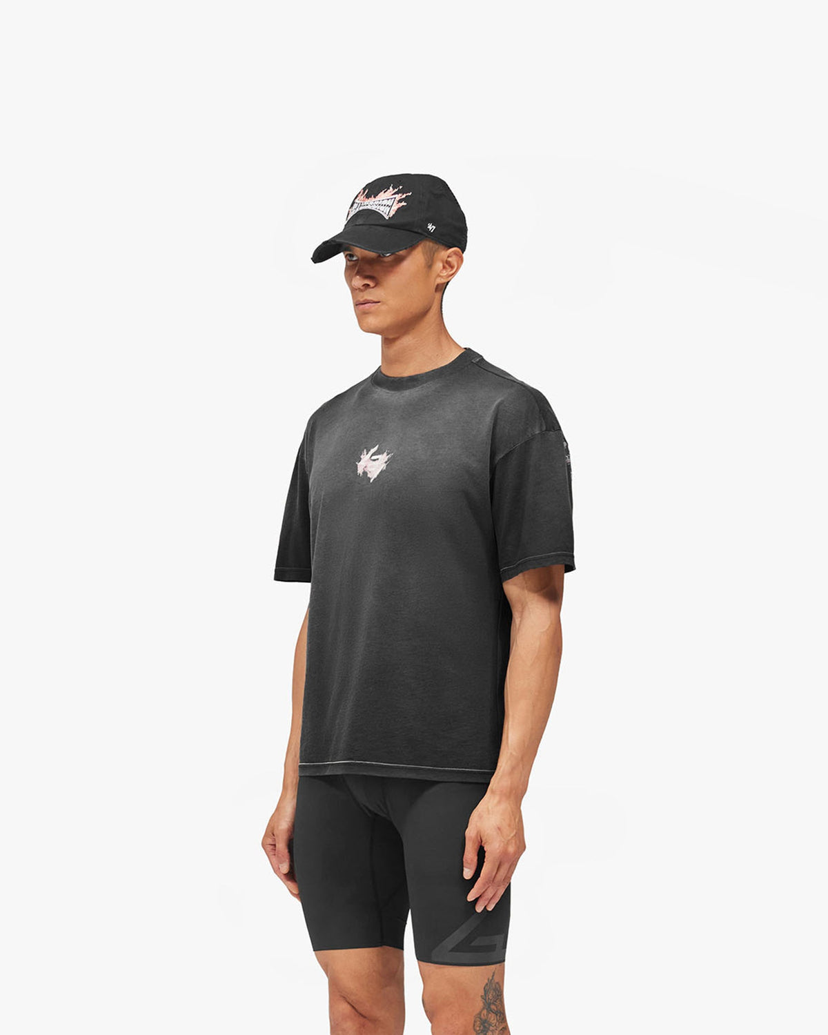 247 Ignite Oversized T-Shirt - Vintage Black - Cropped Model - Front