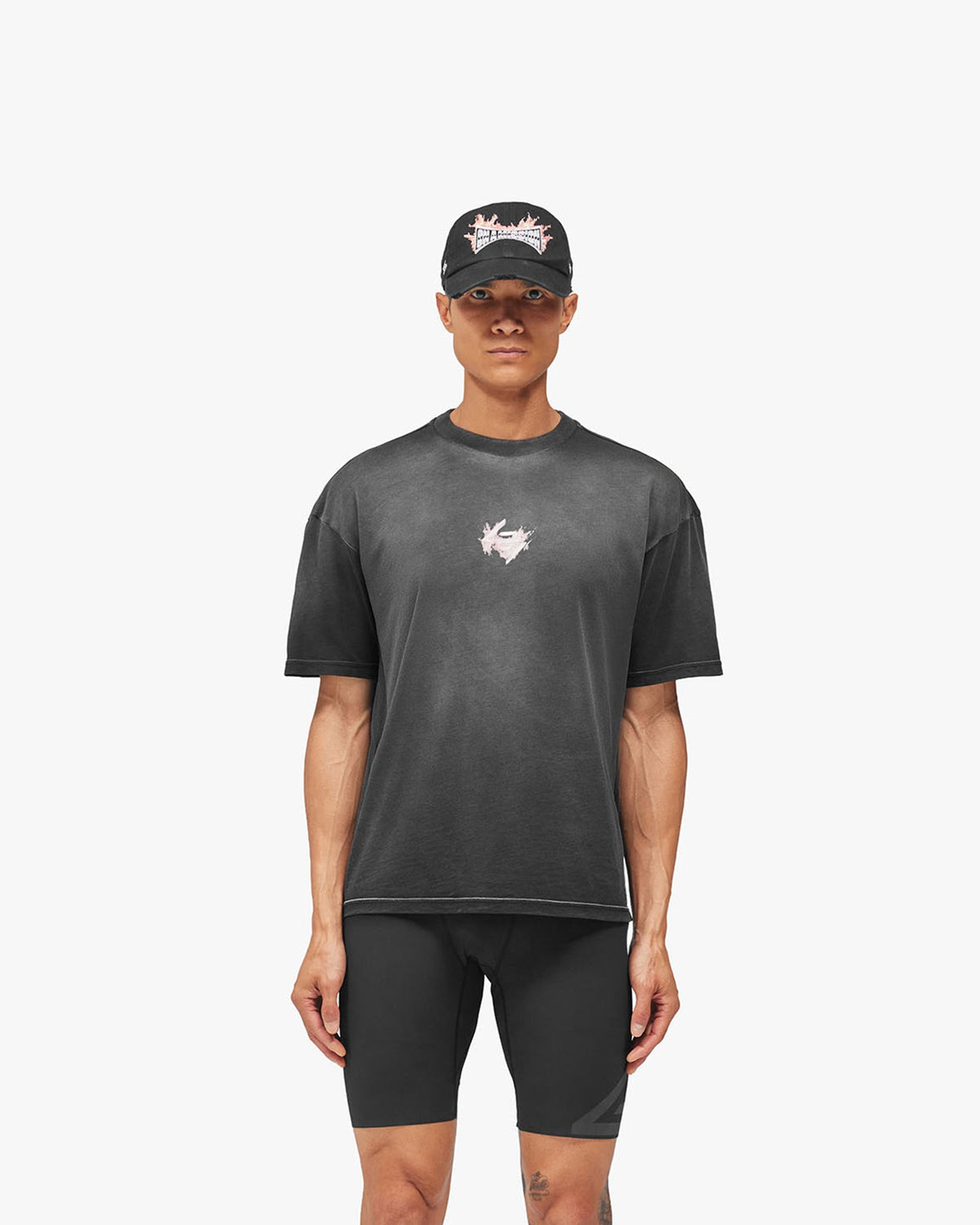 247 Ignite Oversized T-Shirt - Vintage Black - Cropped Model - Front