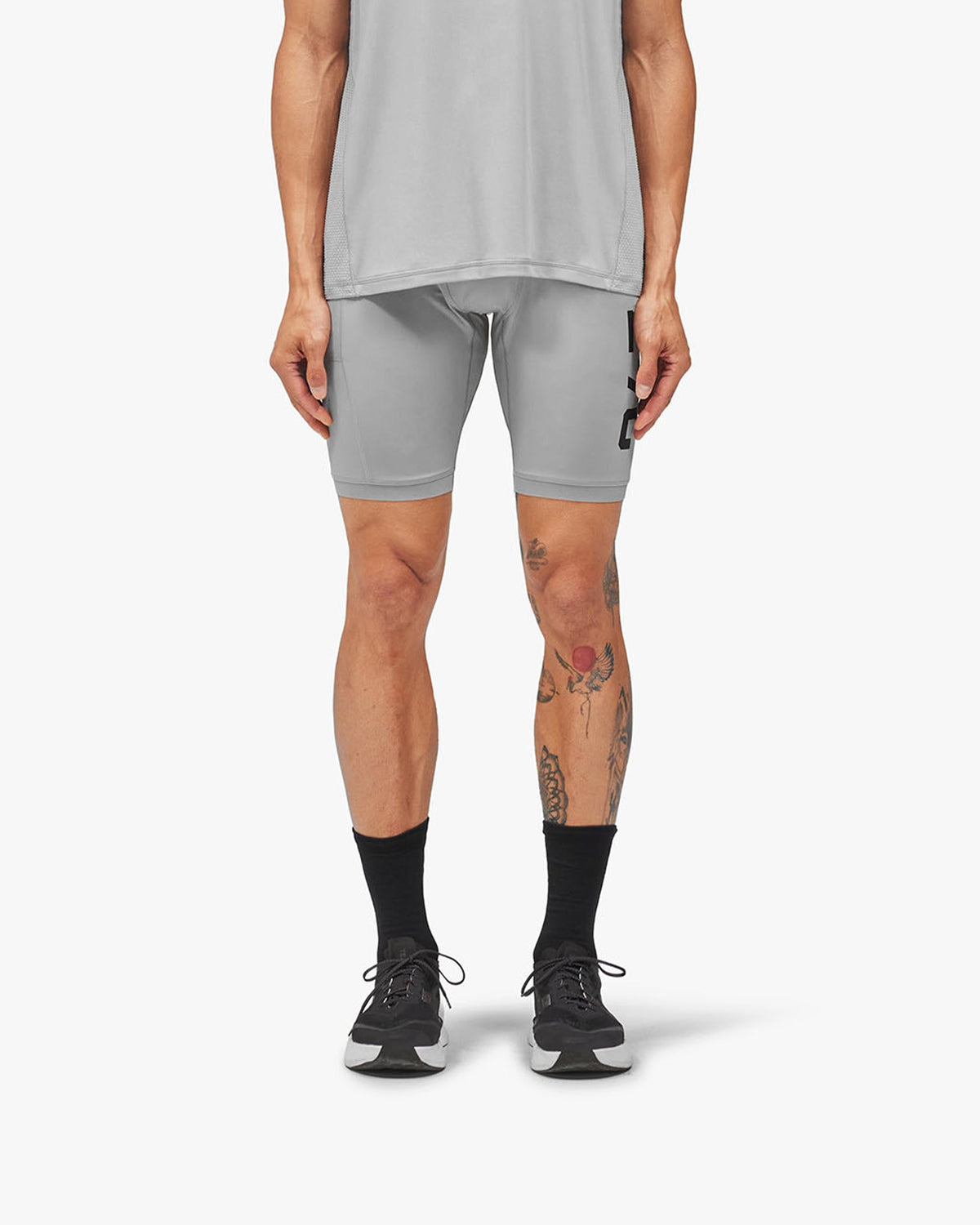 247 Numbers Cargo Half Tight - Ash Grey - Cropped Model - Front