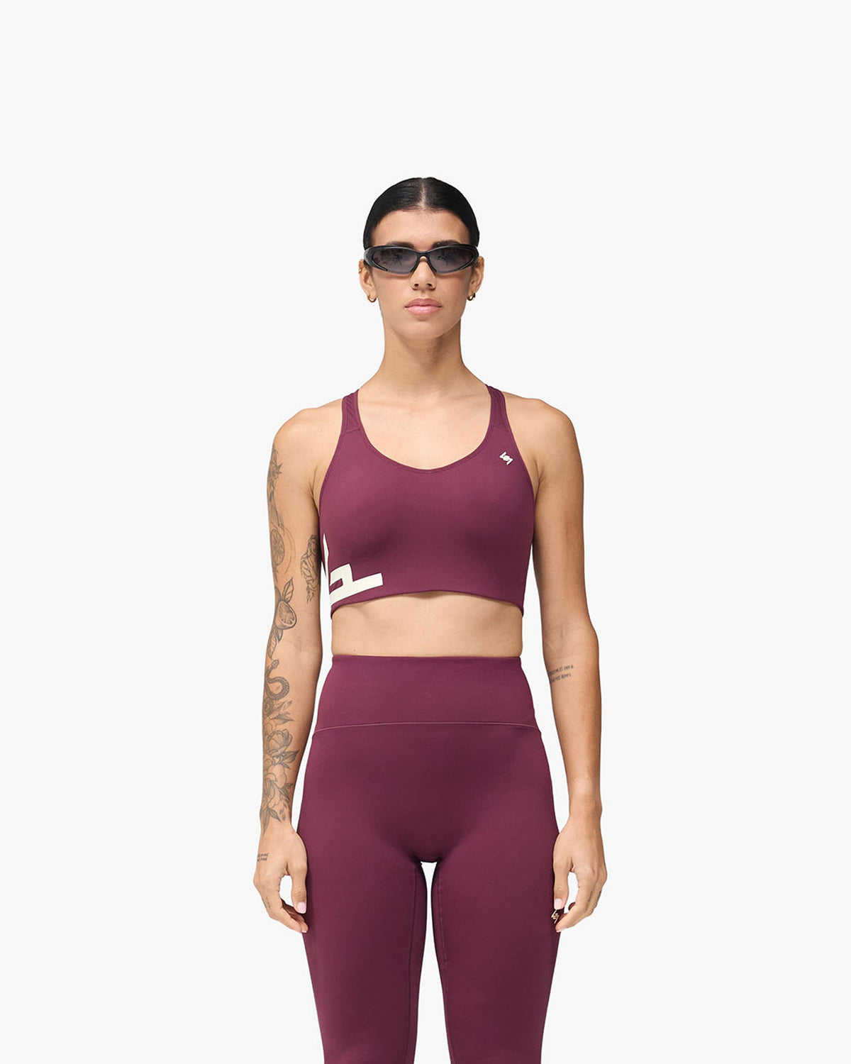 247 On A Mission High Support Sports Bra - Fig - Cropped Model - Front