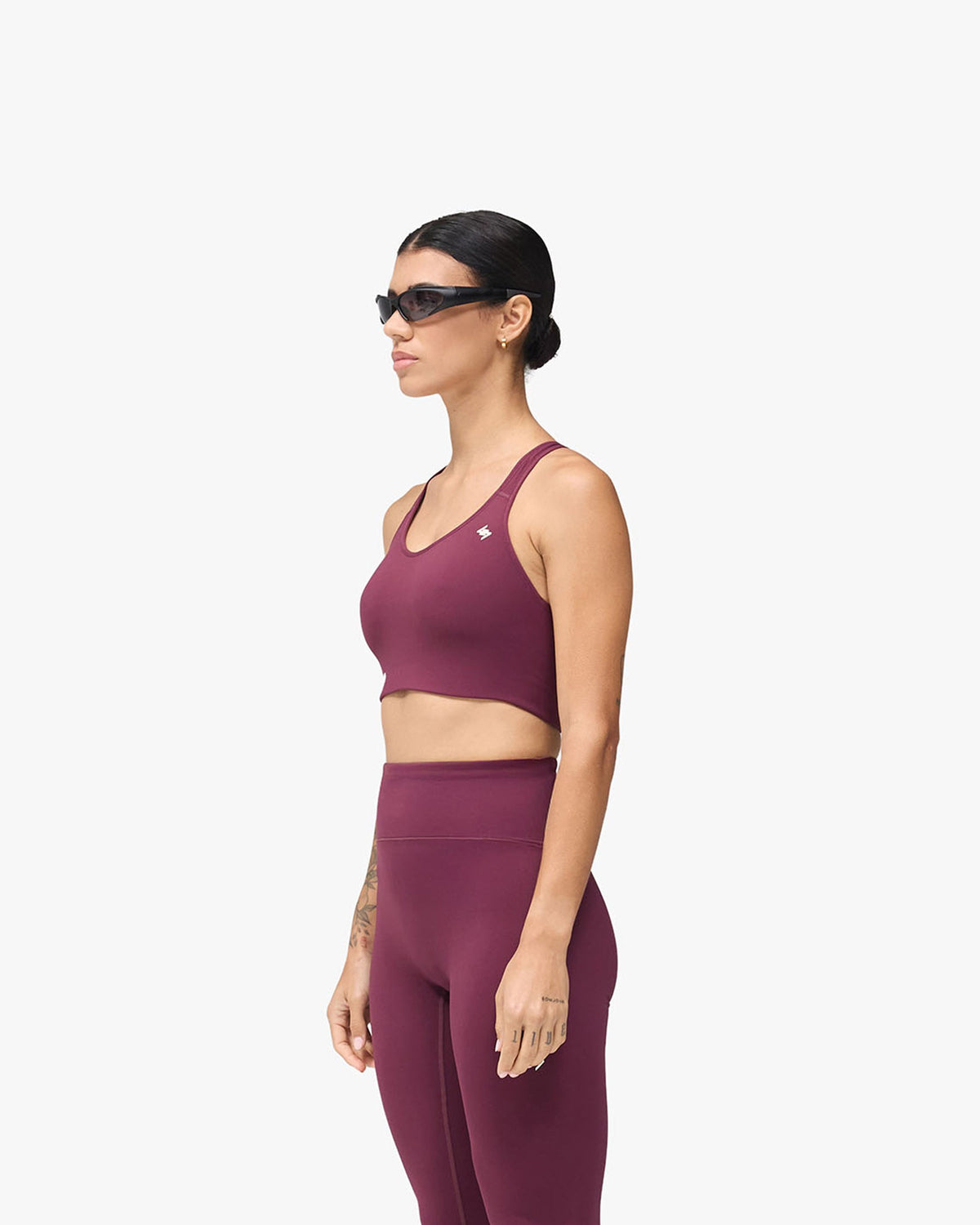 247 On A Mission High Support Sports Bra - Fig - Cropped Model - Front