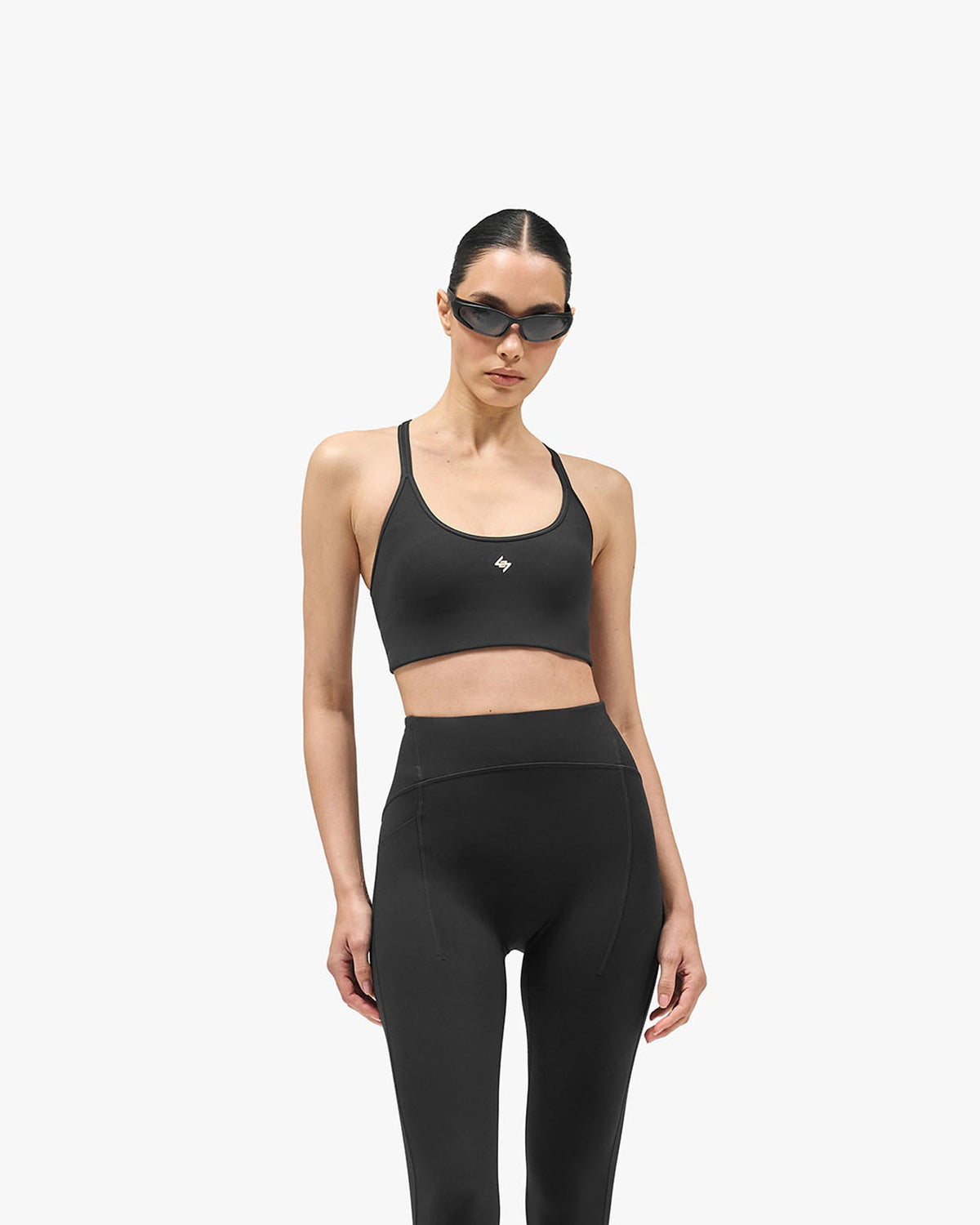247 Restore Sports Bra - Jet Black - Cropped Model - Front