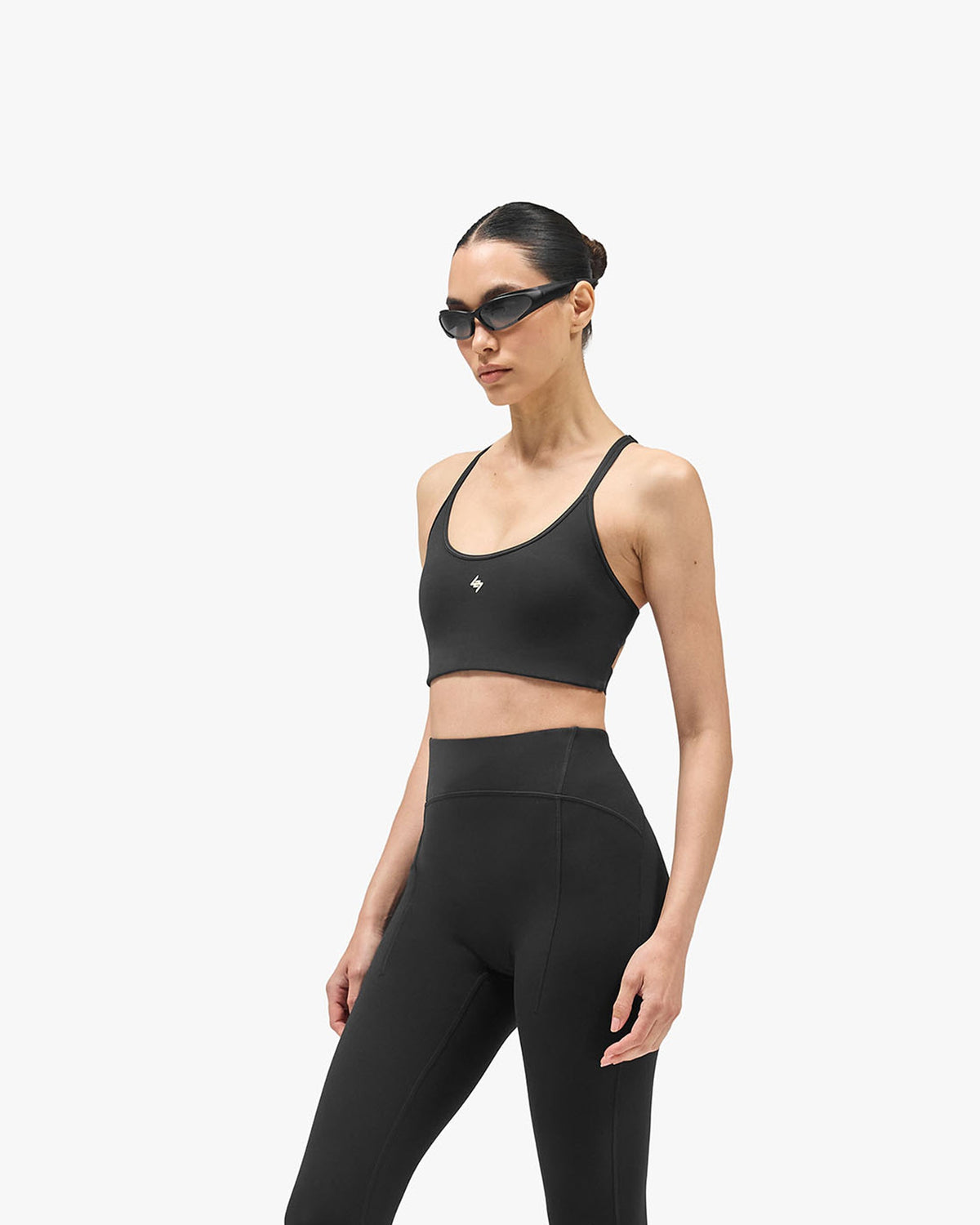 247 Restore Sports Bra - Jet Black - Cropped Model - Front