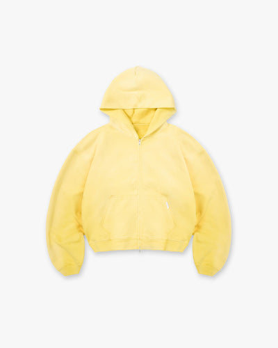 Initial Boxy Zip Through Hoodie - Canary Yellow