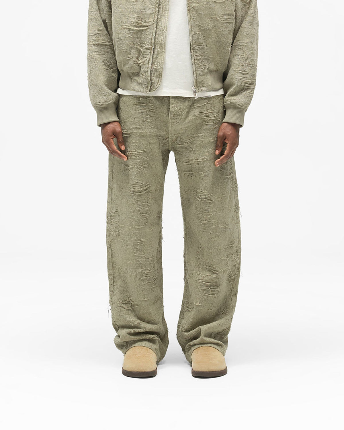 Anarchy Denim - Stone - Cropped Model - Front