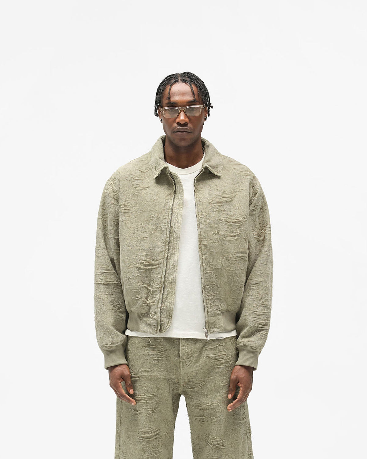 Anarchy Jacket - Stone - Cropped Model - Front