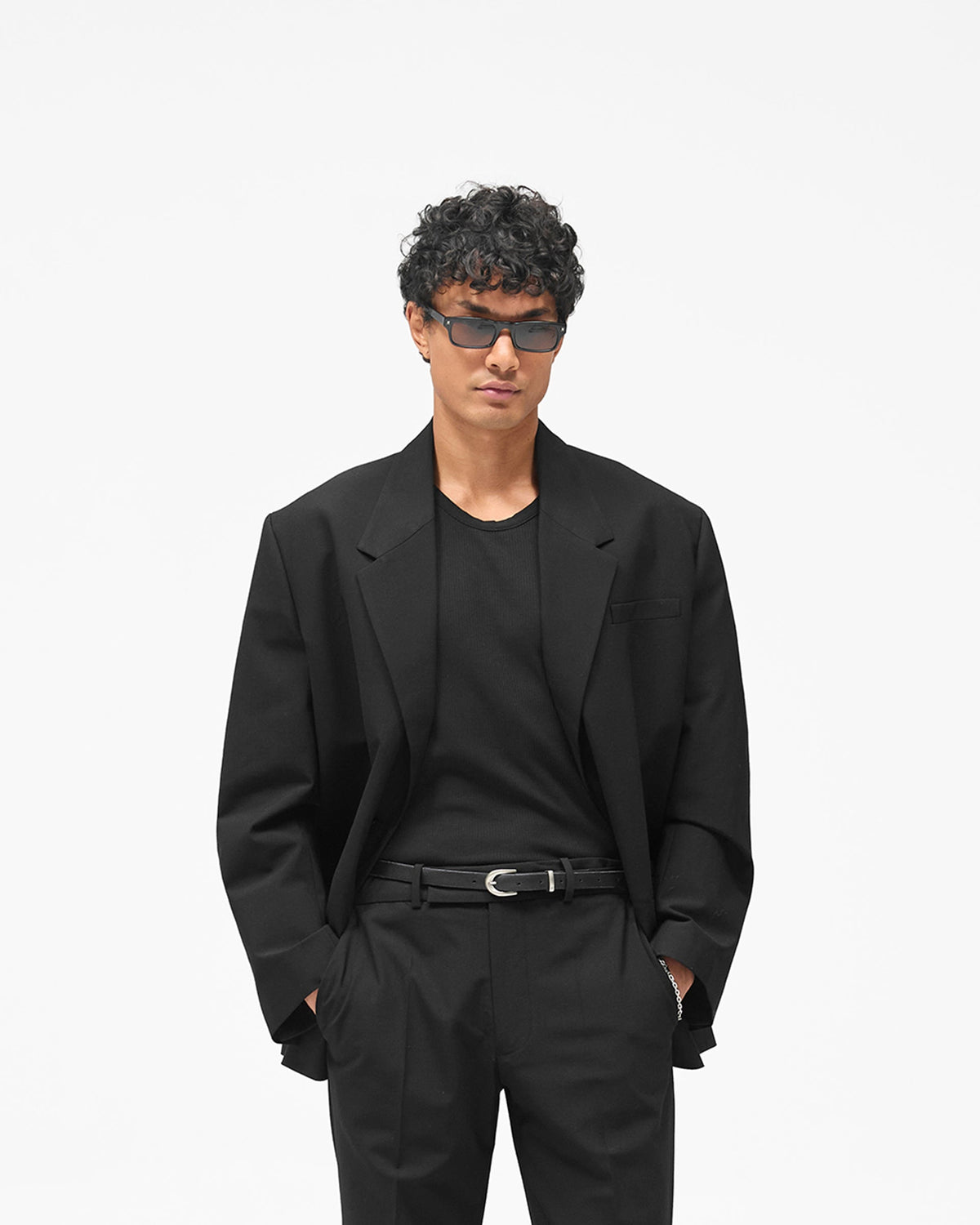 Blazer - Black - Cropped Model - Front