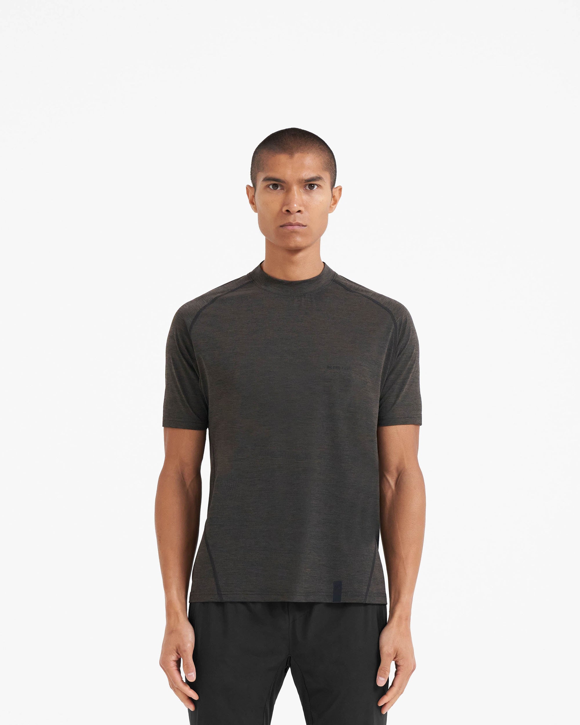 Back product image of a mens brown t-shirt on a plain white background | 247 Lightweight T-Shirt in Dark Oak | Quick dry lightweight t-shirt with regular fit and rubber branding | 247 T-Shirts | Represent Clo