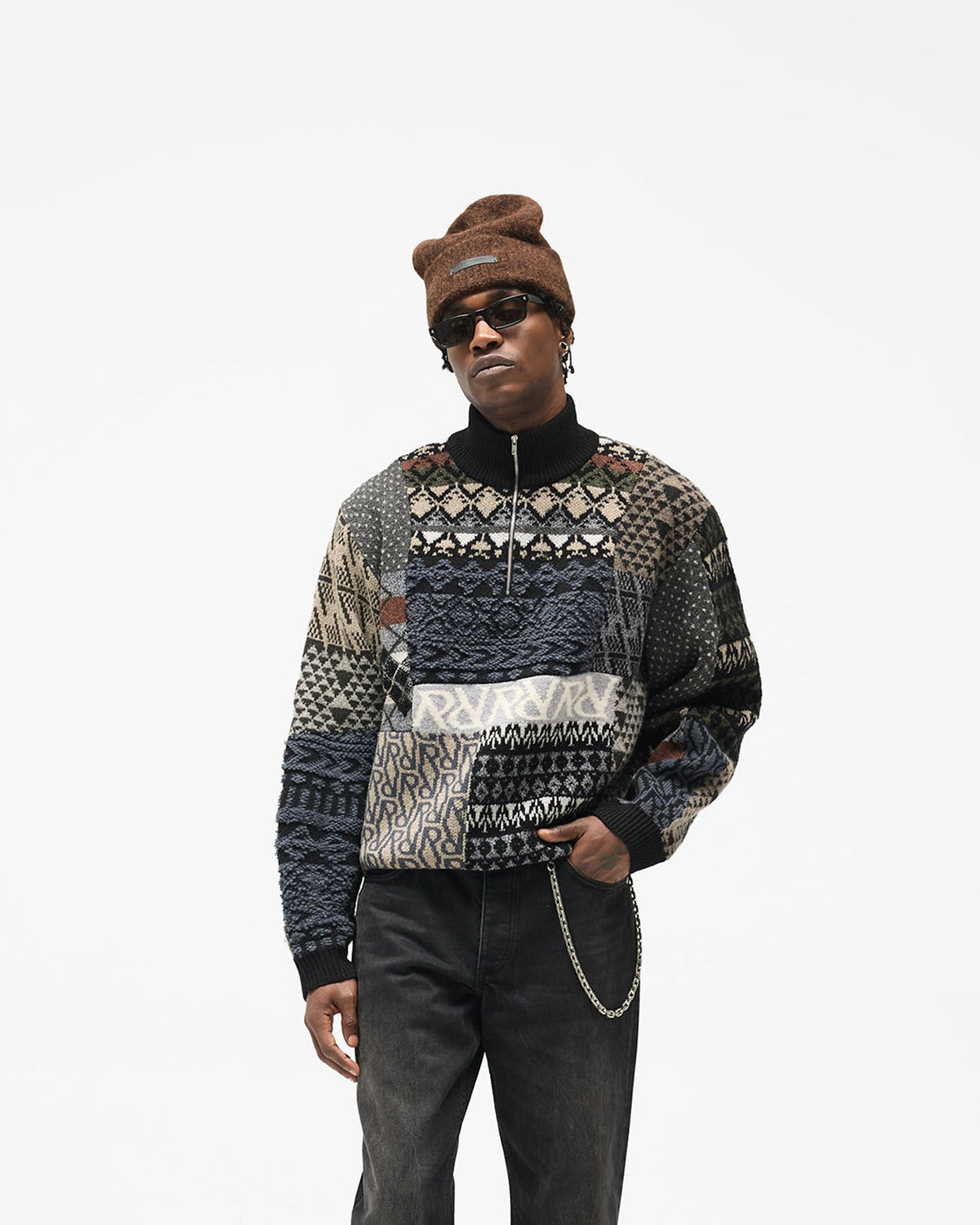 Duality Knit Sweater - Multi - Cropped Model - Front